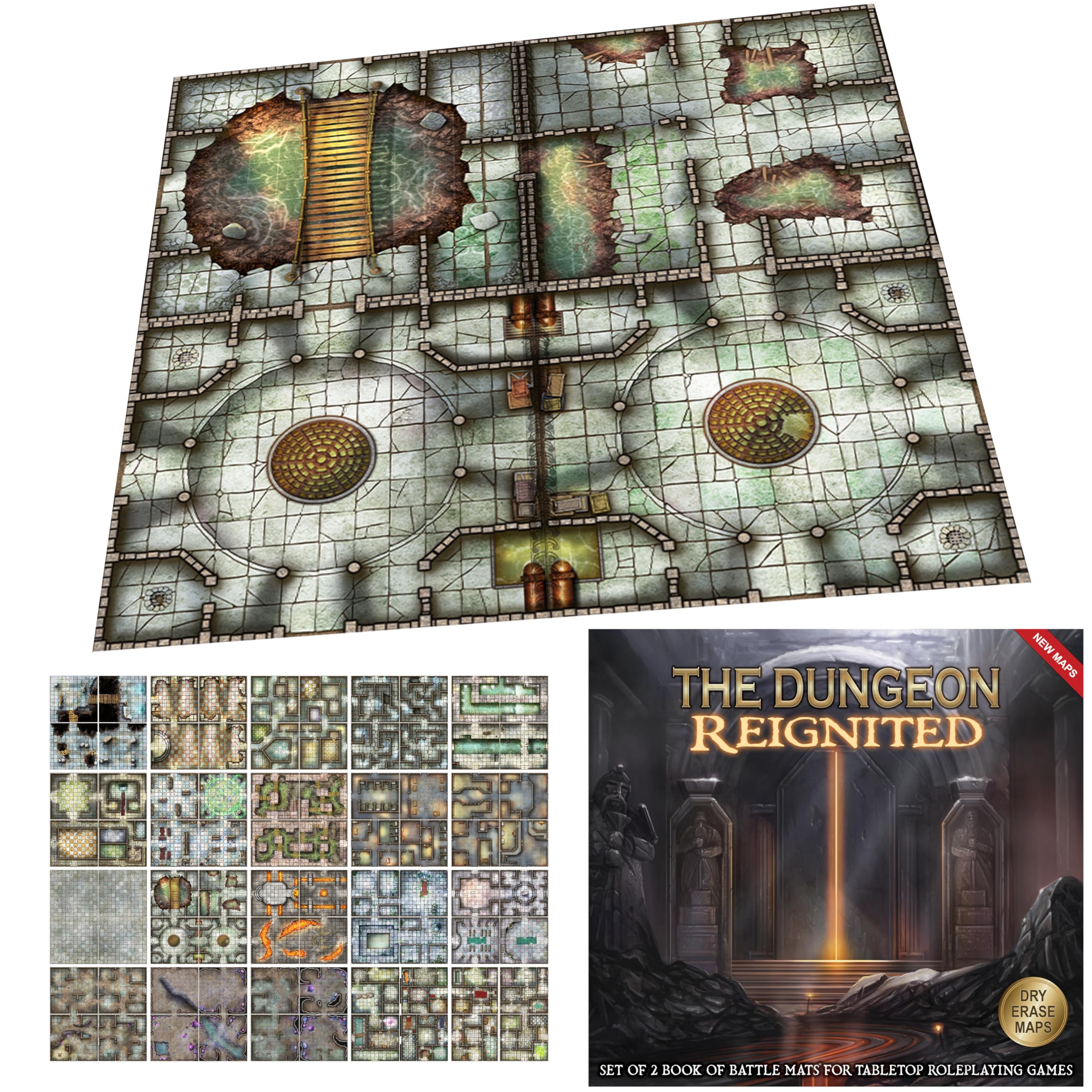 Loke BattleMats The Dungeon Reignited Set Of 2 Books Of Battle Mats - RPG Encounter Maps | 80 Pages | 14+ 1