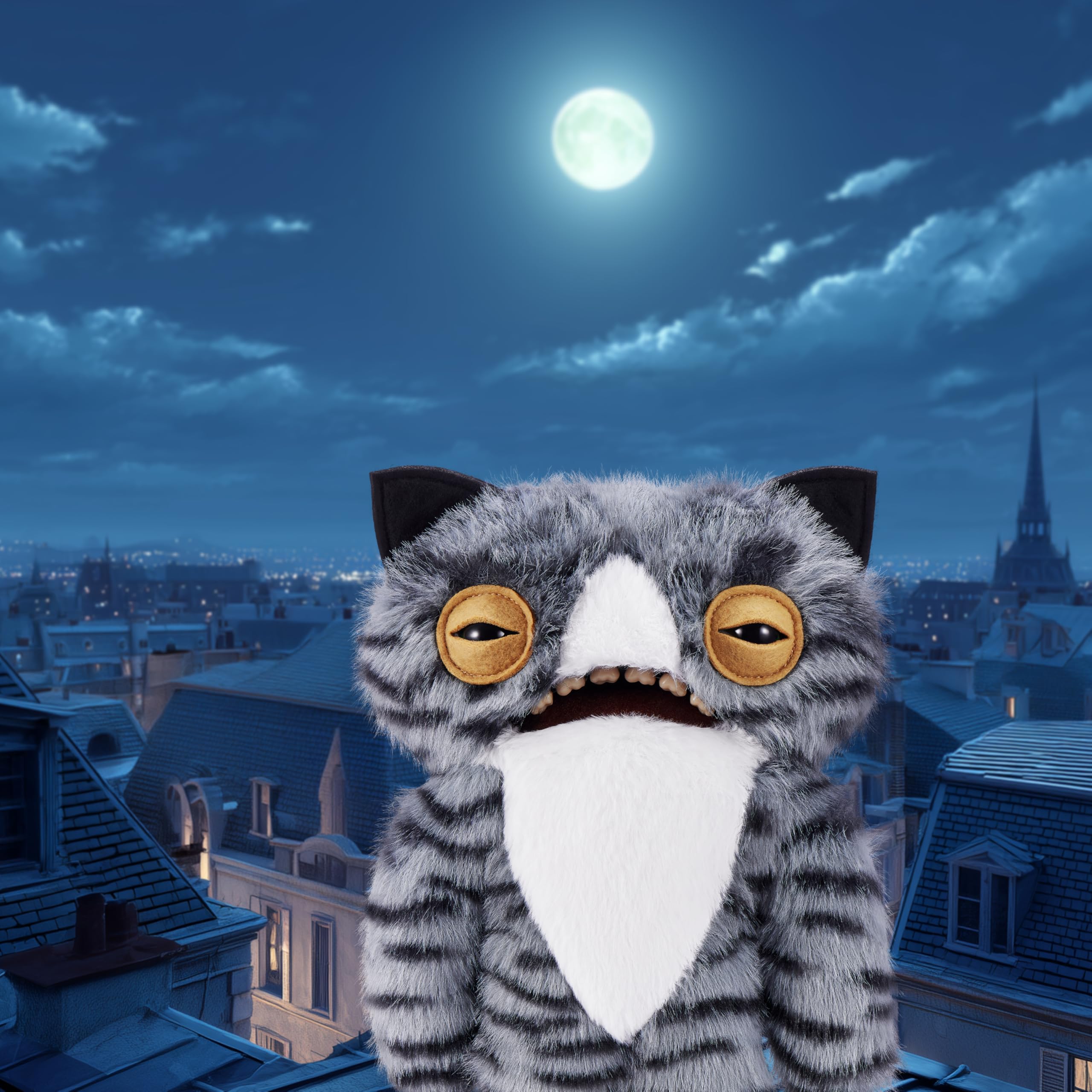 Fuggler Alley Cats 9-Inch Plush Toy (Wide Eyed Cat) by ZURU | Polyester | Ages 4+