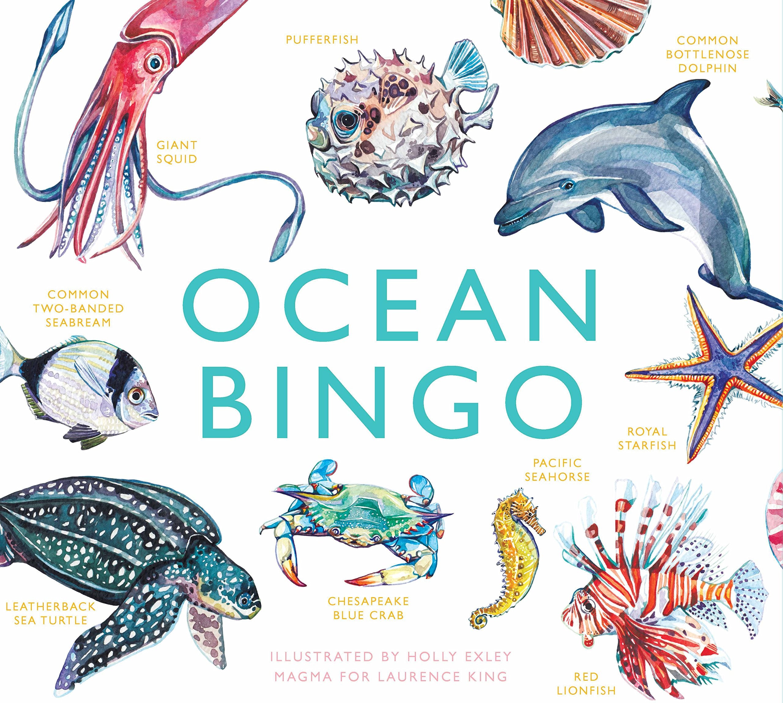 Laurence King Ocean Bingo - 64 Species Game | Ages 4-8 | Cardstock