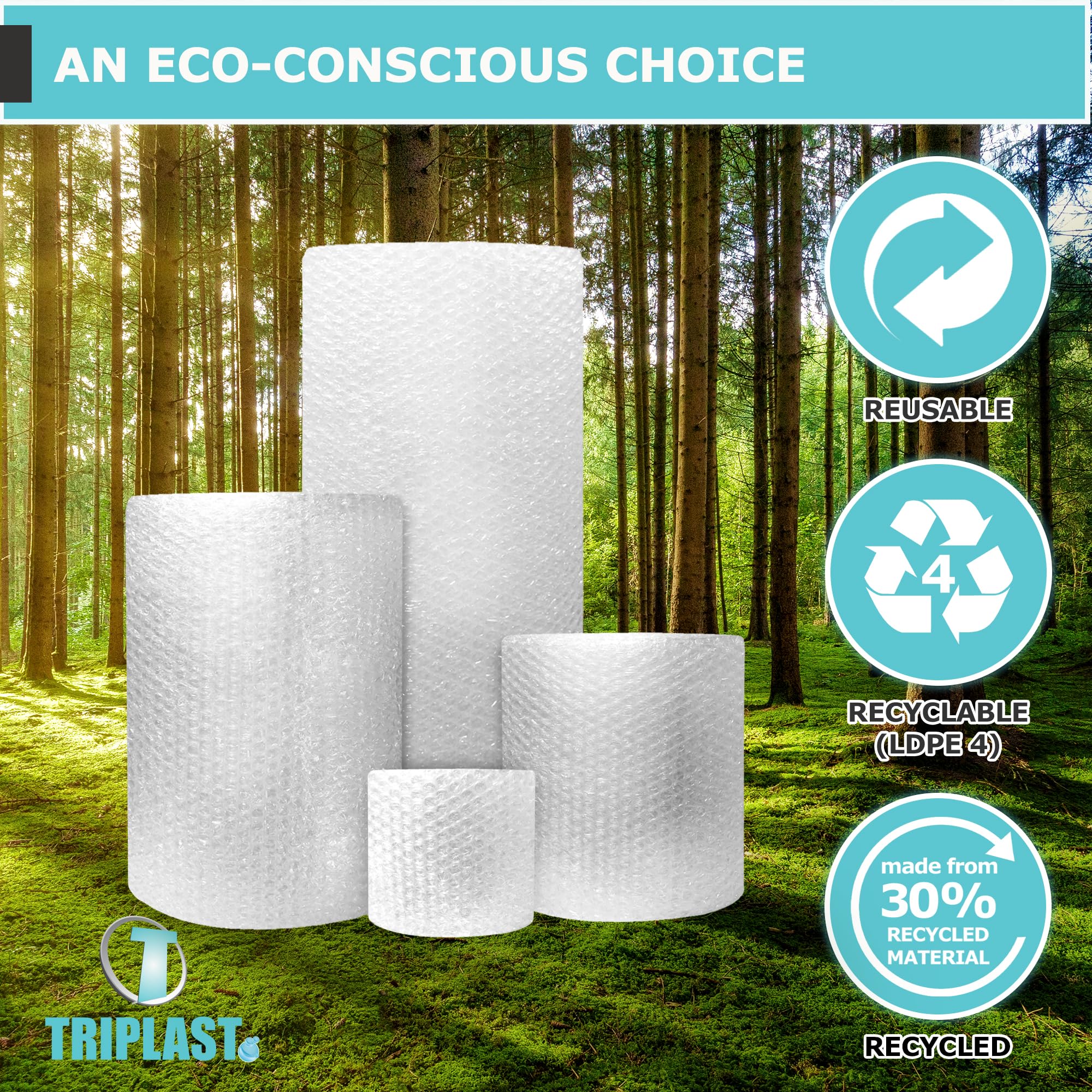 Triplast Large Bubble Wrap Roll - 300mm x 10m | 20mm Large Bubbles | 60gsm Film 6