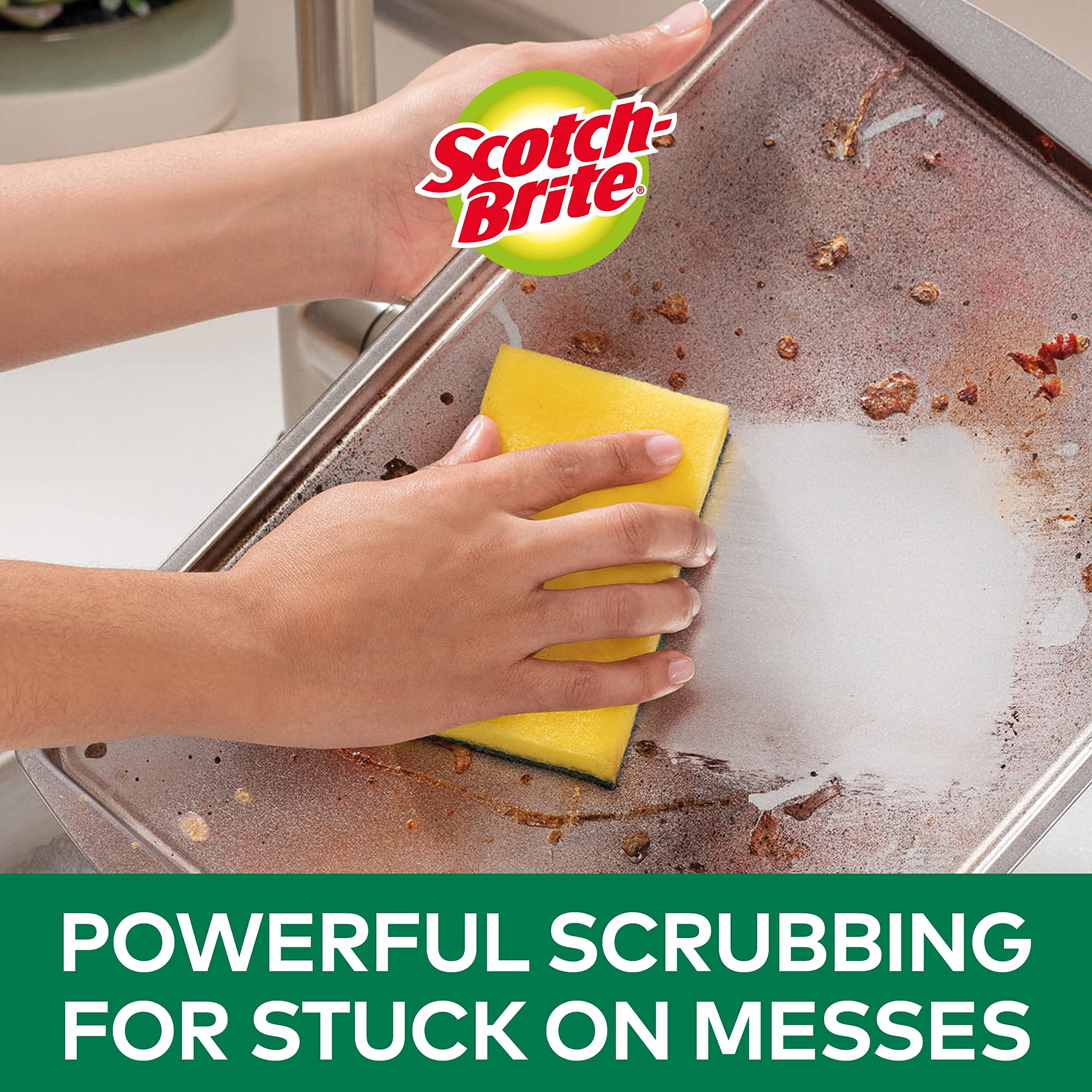 Scotch-Brite Classic Heavy Duty Scrub Sponge - Powerful Grease Cutting | 20 Sponges | Green 3