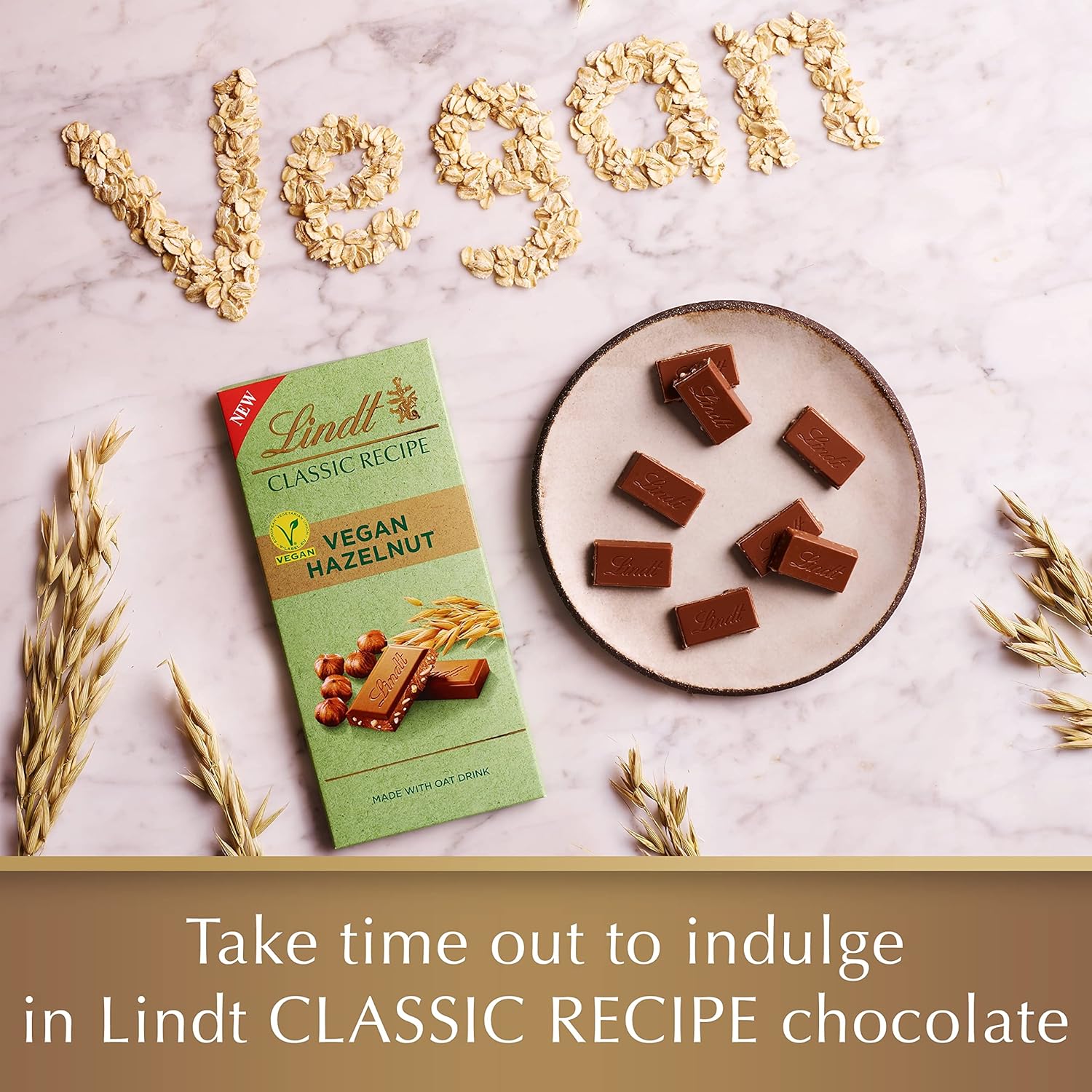 Lindt Vegan Chocolate Bar with Hazelnut, Almond & Oat Drink Powder, 100g 5
