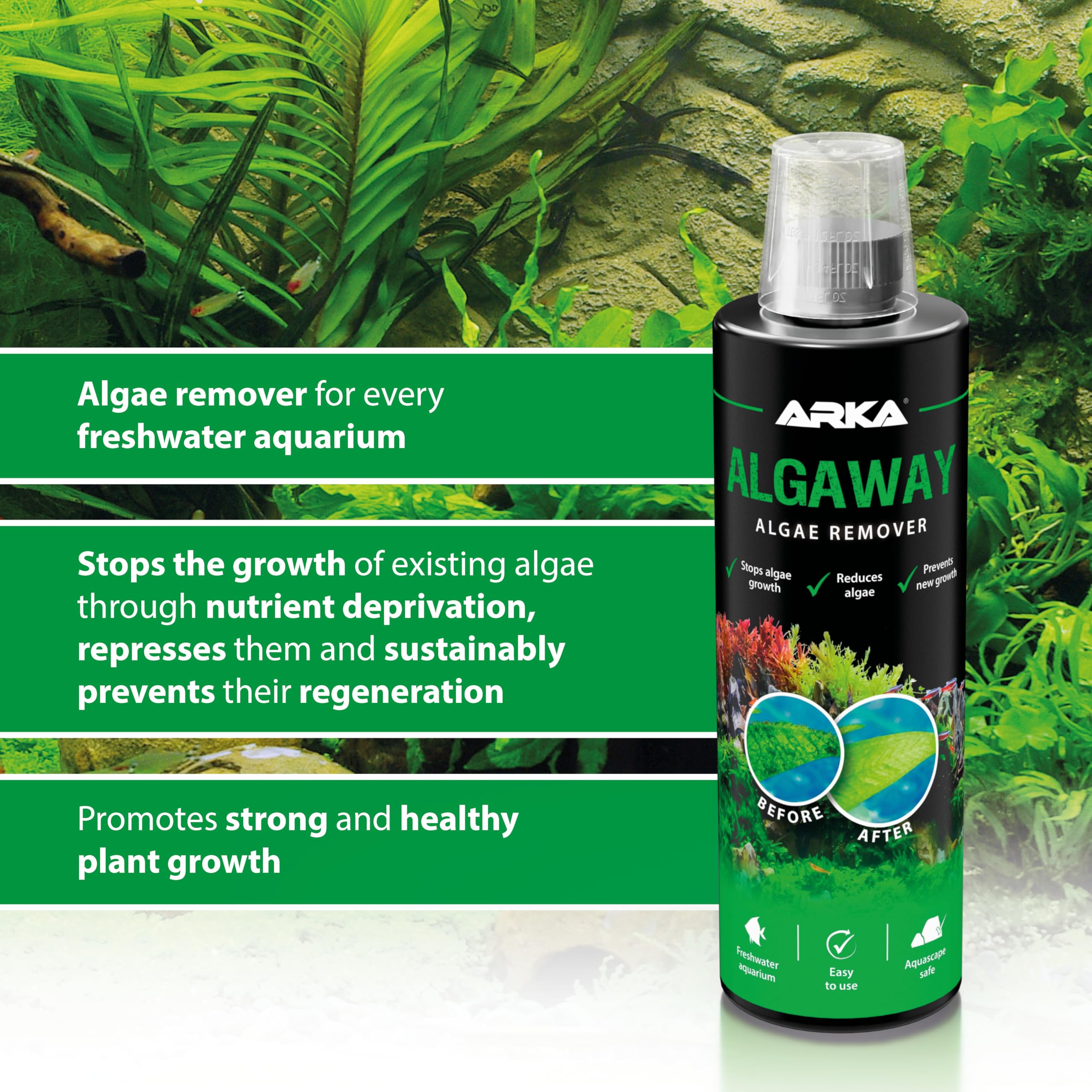 ARKA Aquarium Algae Remover - Eliminates Green, Hair & Spot Algae | 118ml Liquid 4