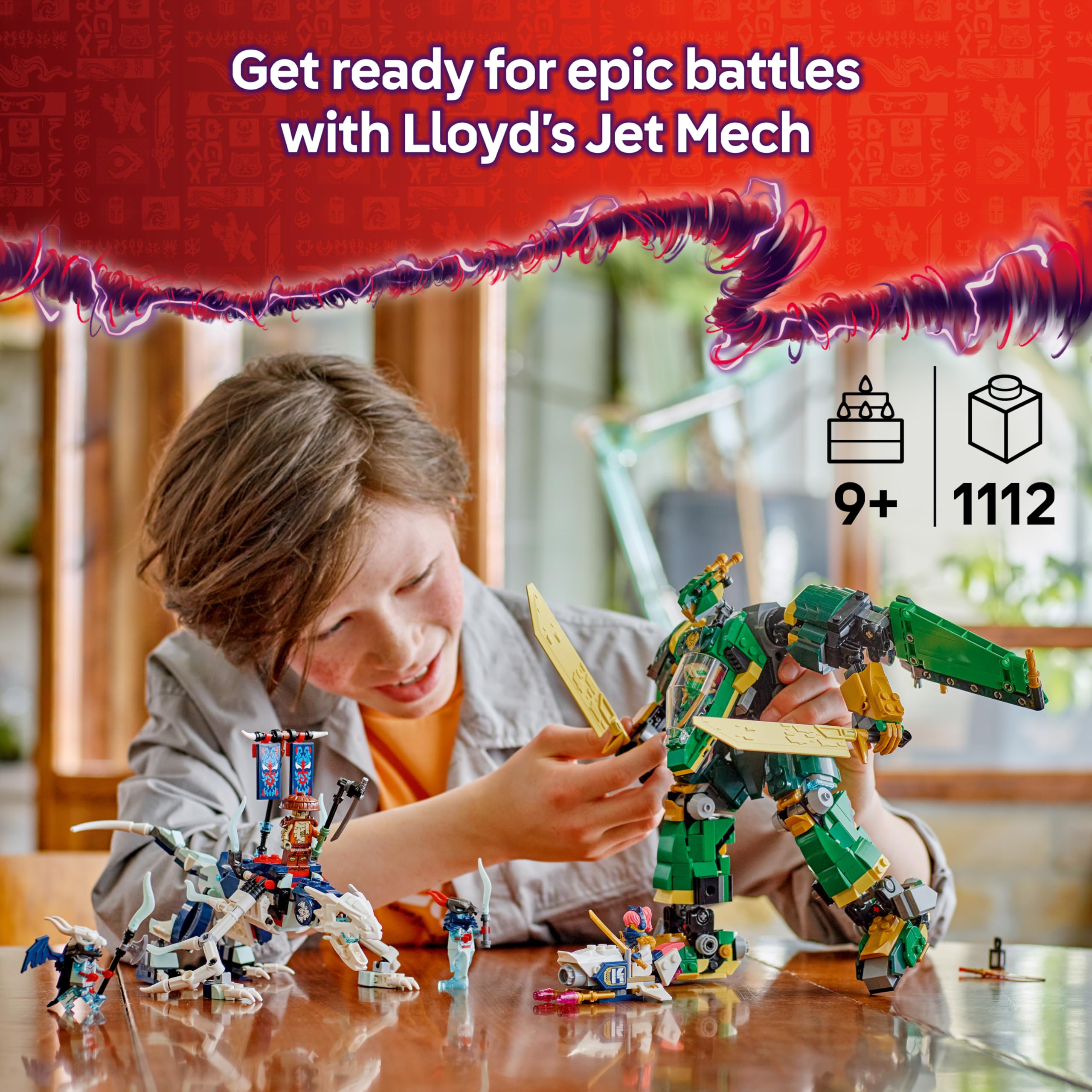 LEGO NINJAGO Lloyd’s Jet Mech 71845 - Transforming Mech/Jet, Dragon, Bike | Ages 9+