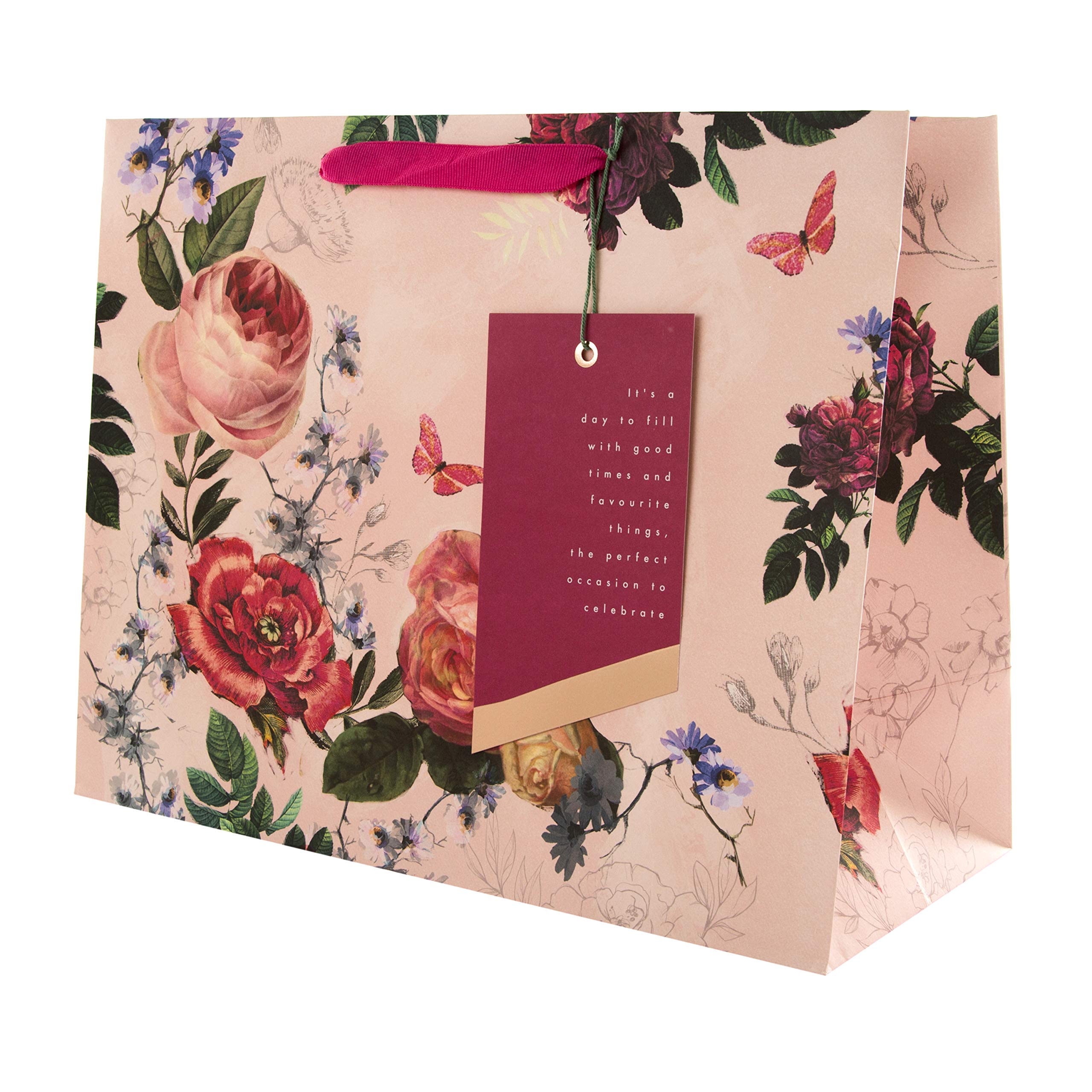 Hallmark Large Gift Bag - Elegant Floral Design | Landscape Orientation | 33cm x 26.5cm x 14.6cm 1