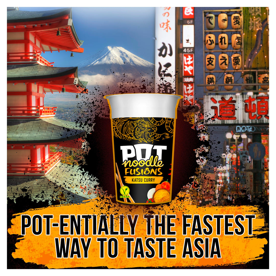 Pot Noodle Fusions Katsu Curry Instant Vegan Noodles 8-Pack