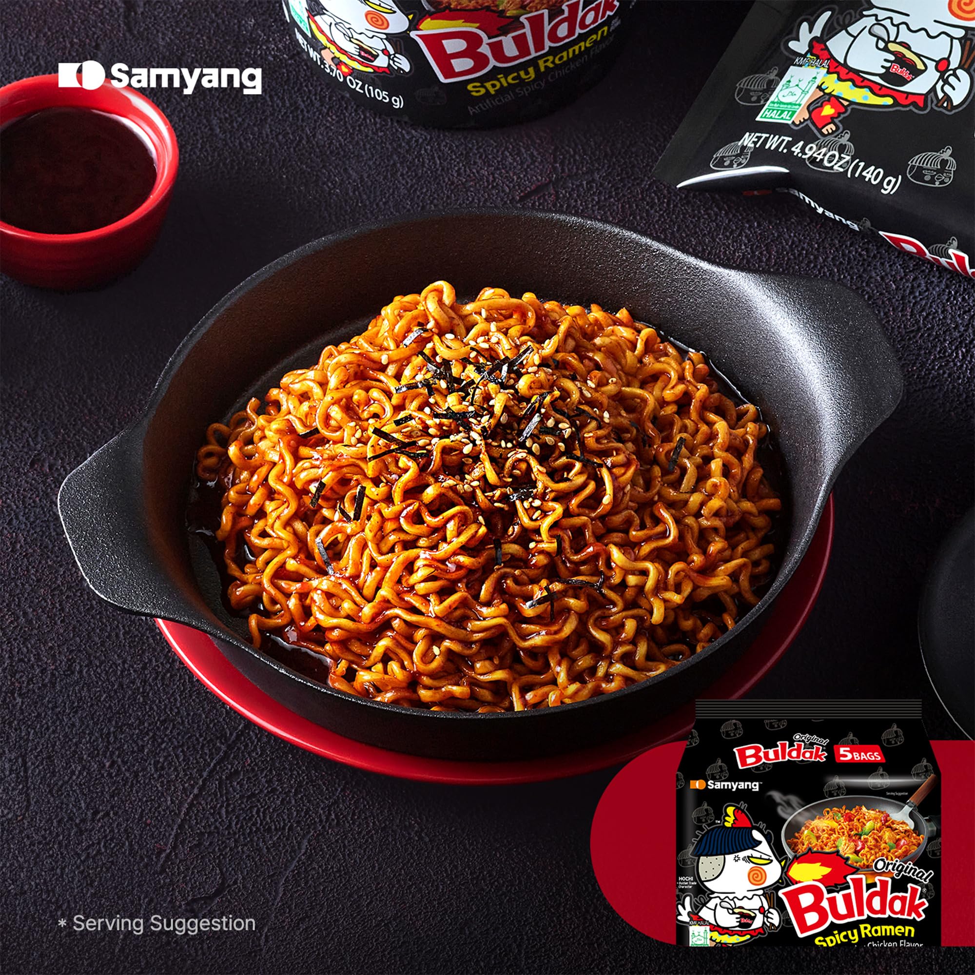 Samyang Buldak Original Hot Chicken Spicy Korean Instant Noodles - 5 x 140g 2