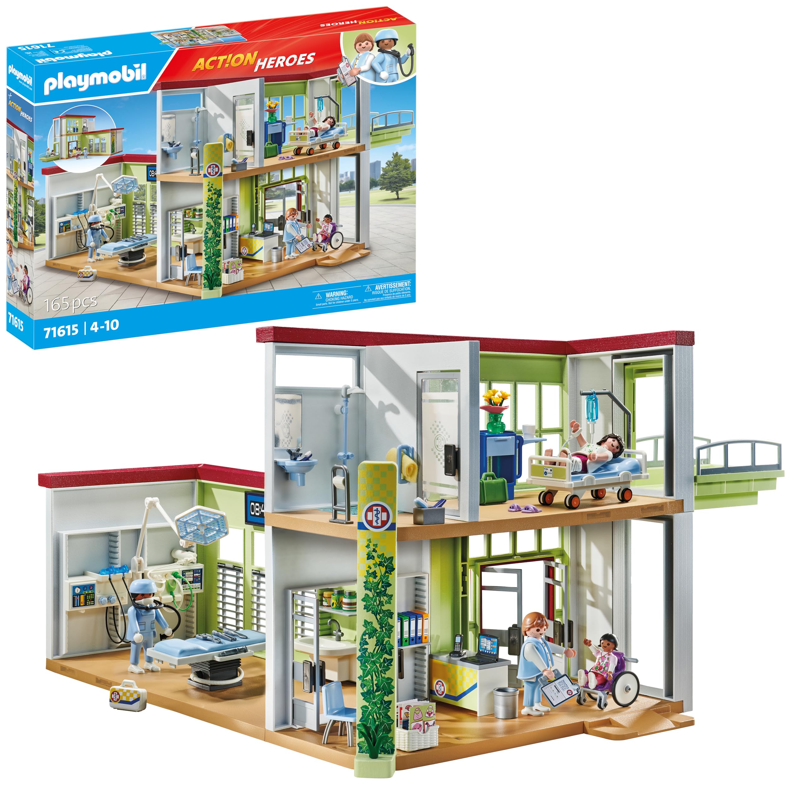 Playmobil 71615 Modern Hospital Playset - Action Heroes with 4 Figures & Medical Equipment - Ages 4+ 1