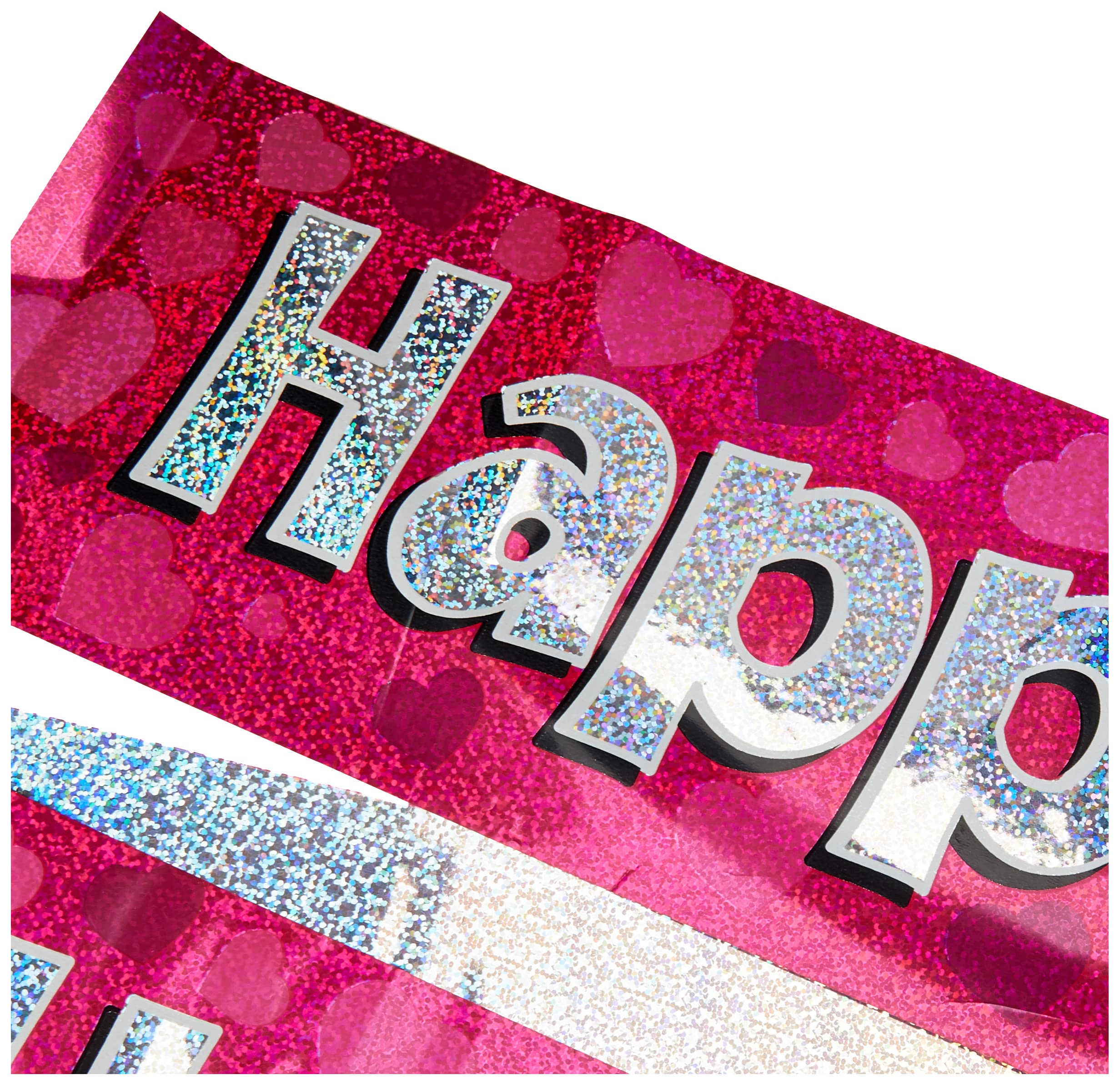 OakTree Happy 11th Birthday Banner - 9ft Pink Holographic Fabric Decoration 4