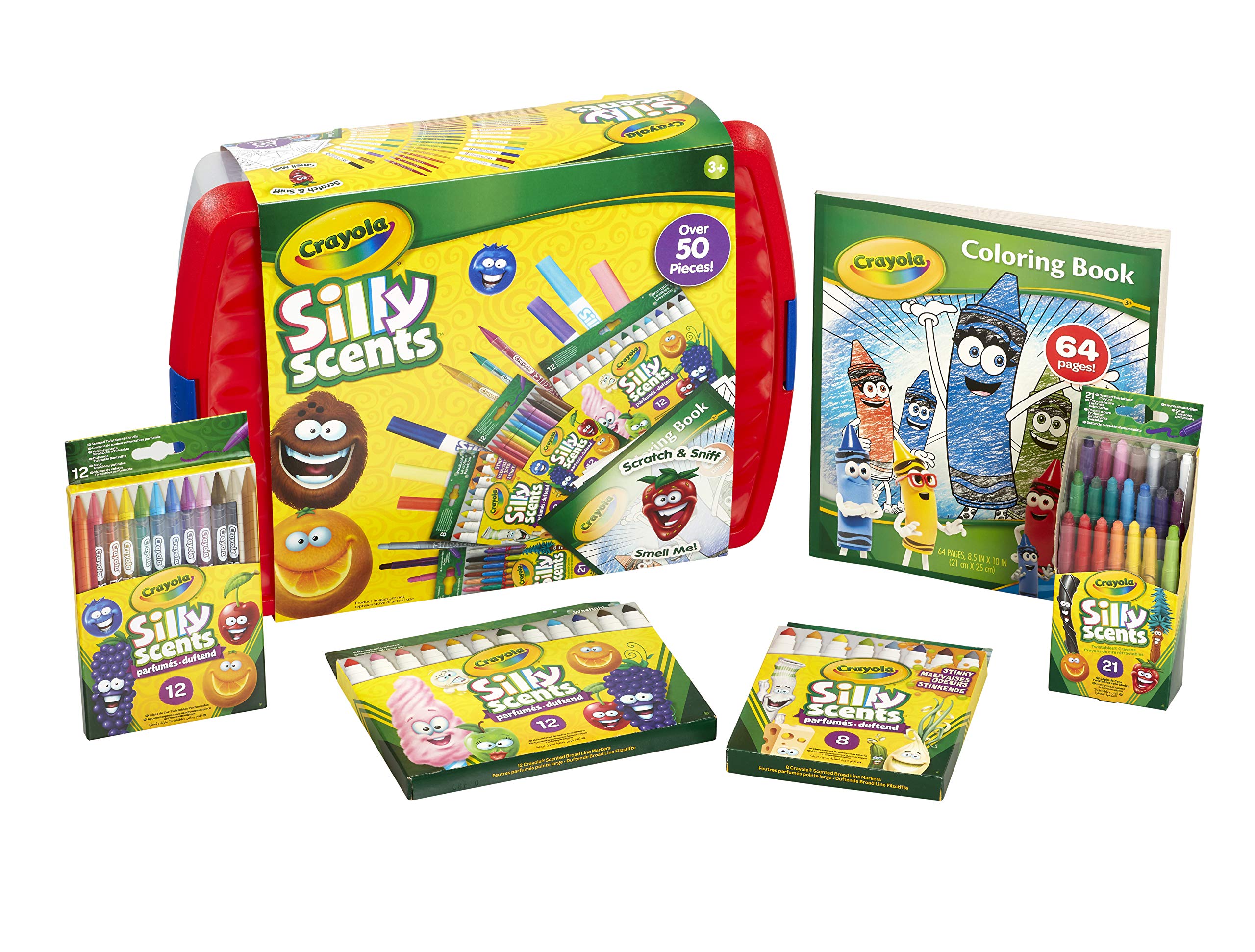 CRAYOLA Silly Scents Colouring Tub - Over 50 Scented Items | Includes Crayons, Markers, Pencils & Book | Ages 4+ 1