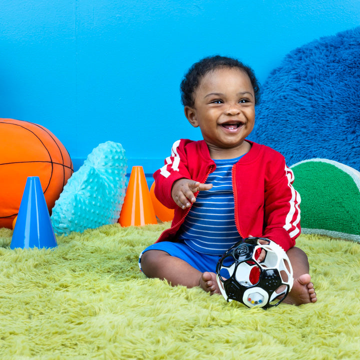 Bright Starts Oball Grippin' Goals Rattle Football Baby Ball - Black & White, 0-3 Years