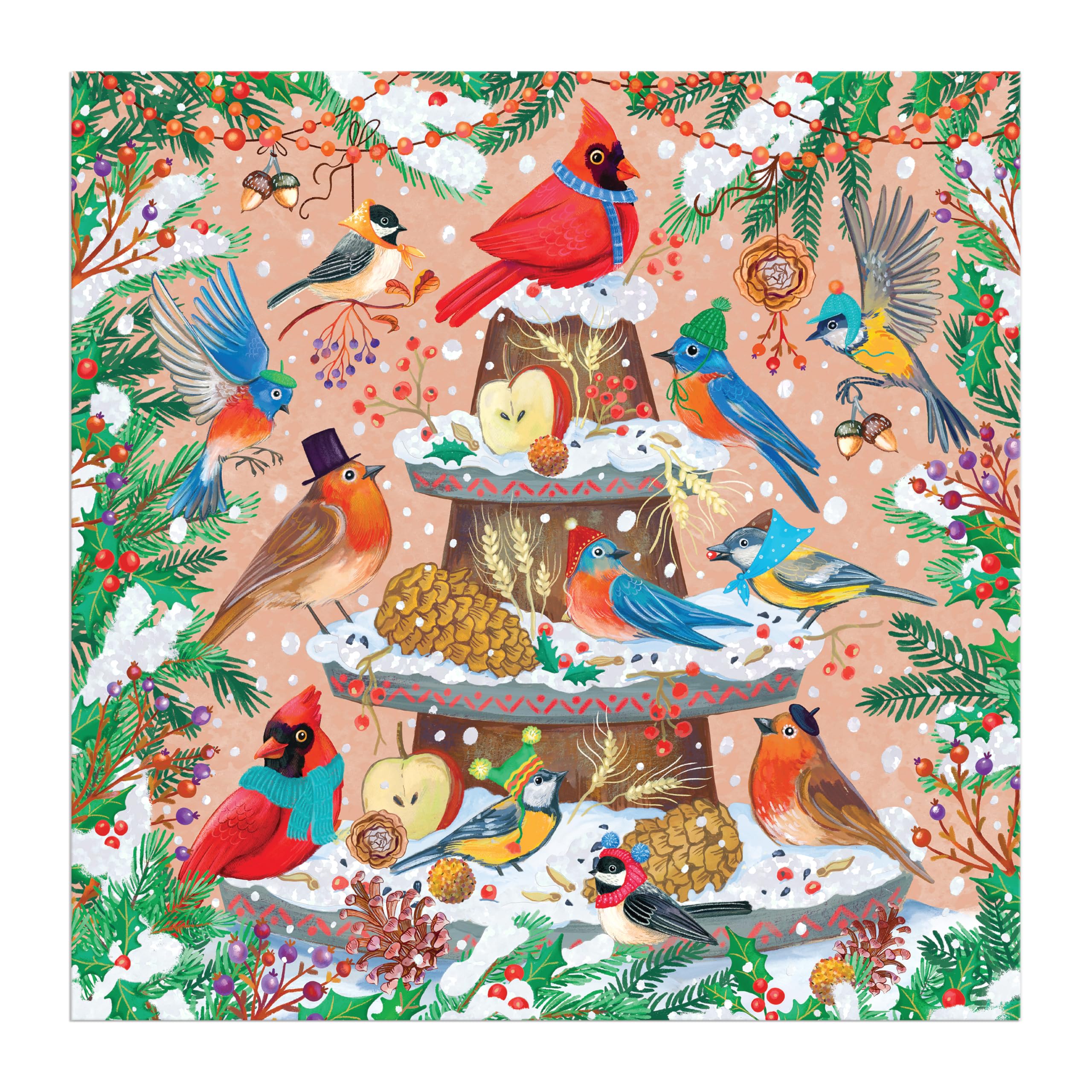 Galison Festive Feathers 500 Piece Foil Jigsaw Puzzle - 20x20 Inches Completed Size 2