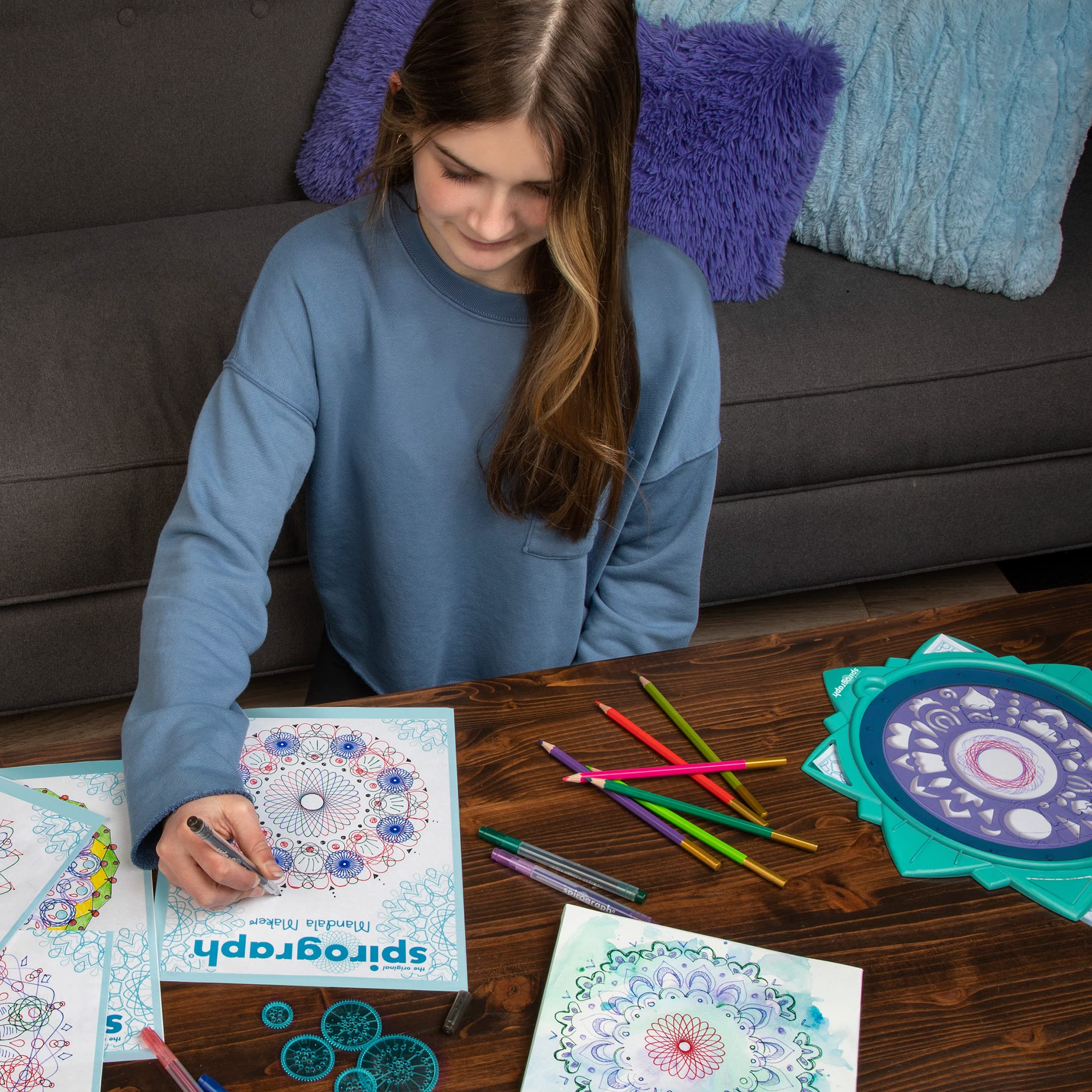 Mandala Spirograph Set - Create Artistic Designs with 15-Piece Kit for Ages 8+ 9