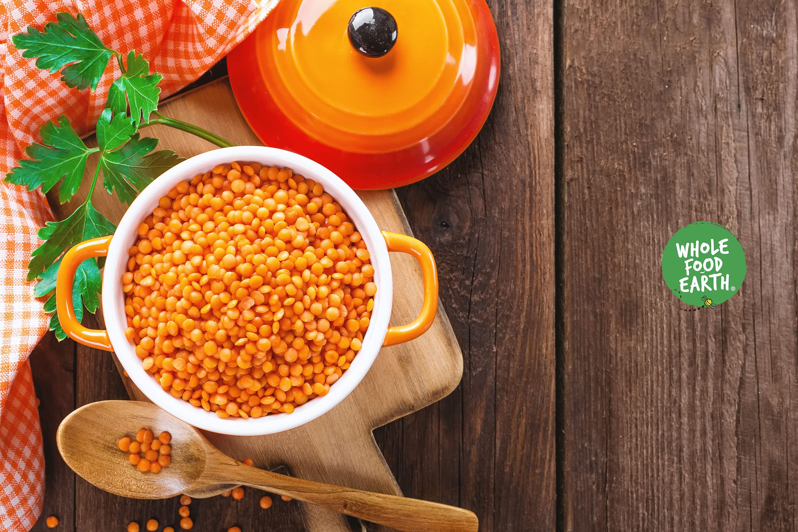 Wholefood Earth Organic Red Split Lentils 500g | GMO Free | Vegan | High Fibre 5