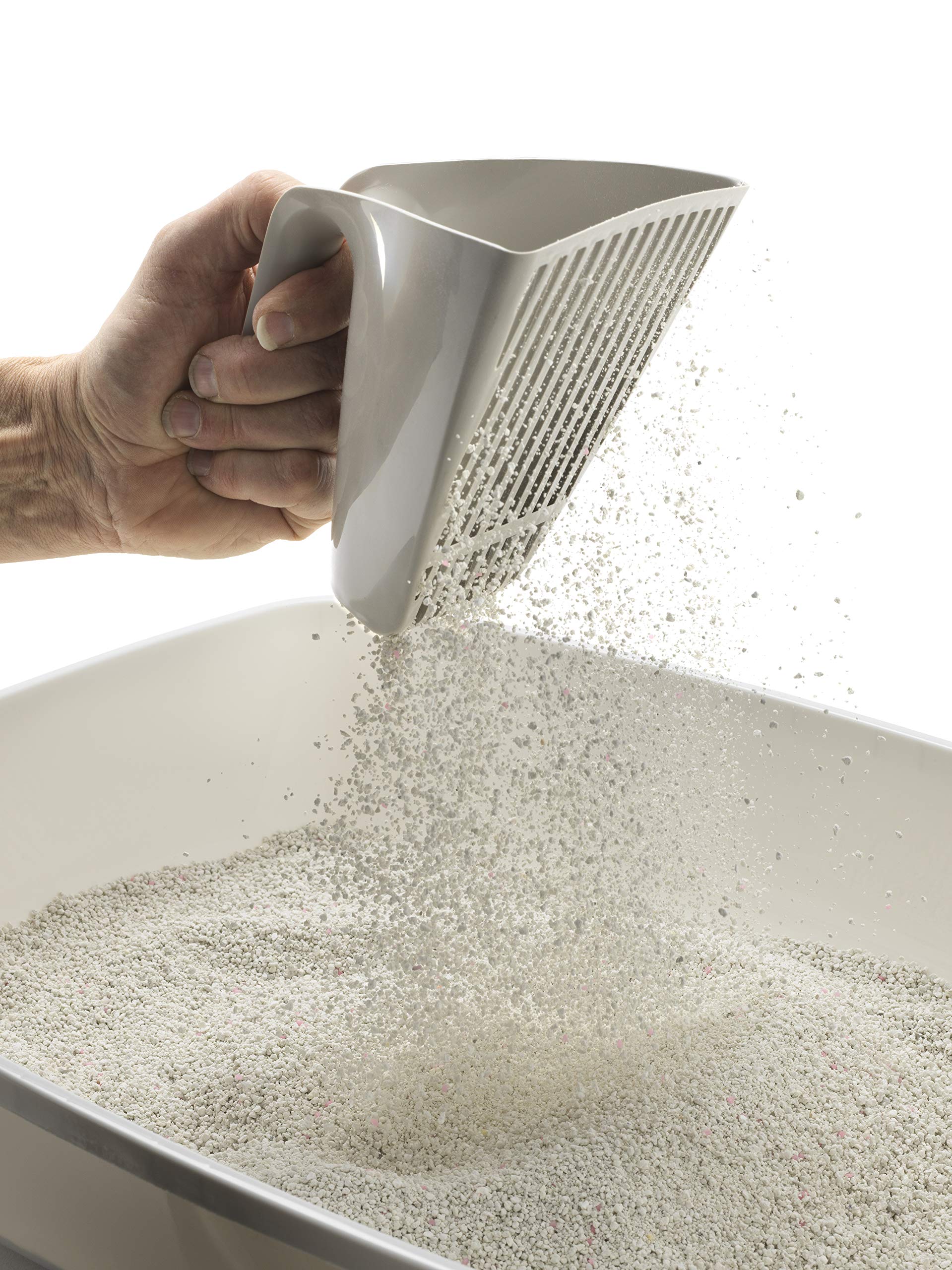 Moderna Scoop & Sift Litter Scoop - Premium Plastic | Top Handle Design | Warm Gray
