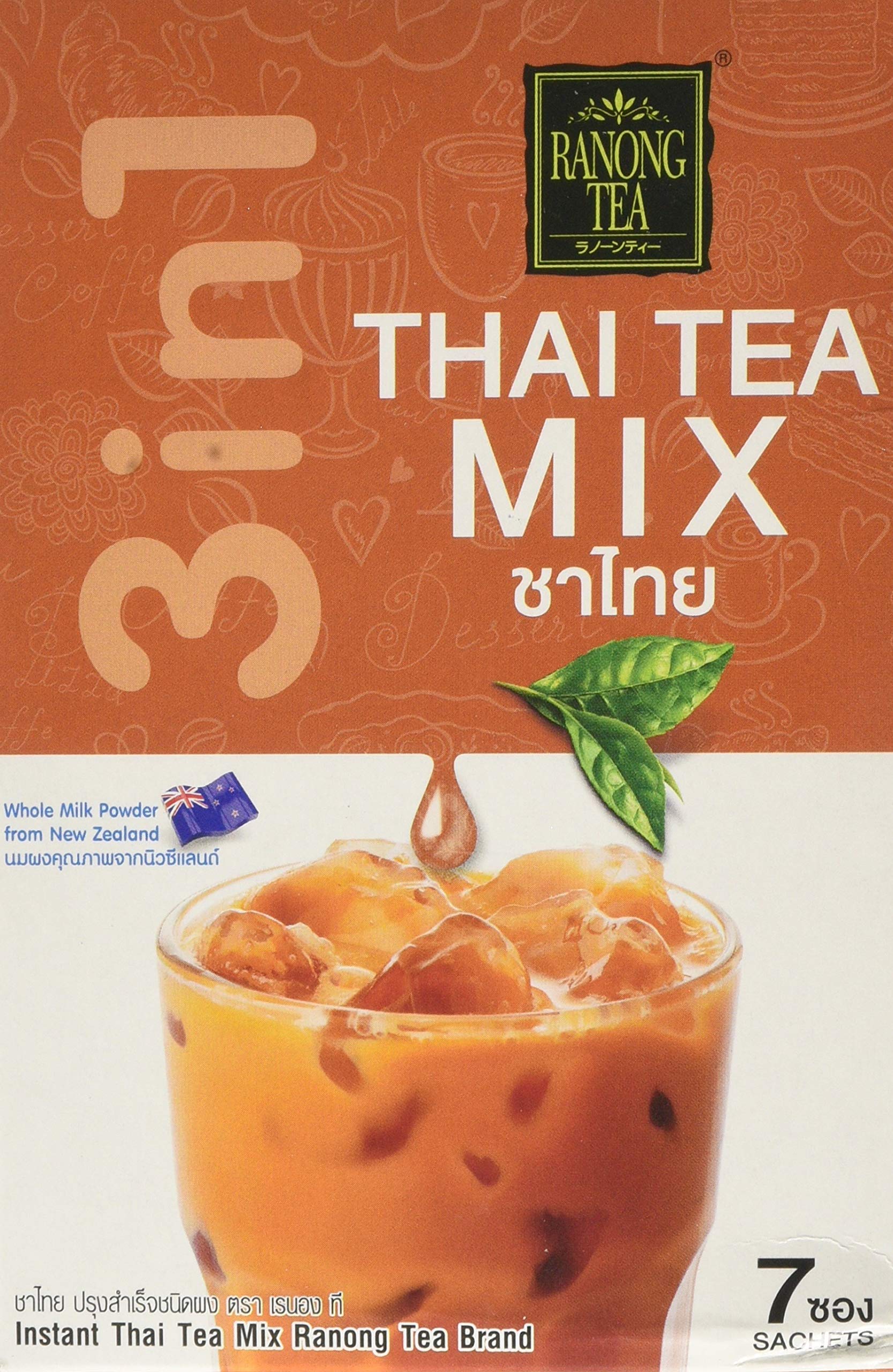 Ranong Tea 3 in 1 Thai Mix Powder - 7 Sachets (210g) | Hot or Cold Serve