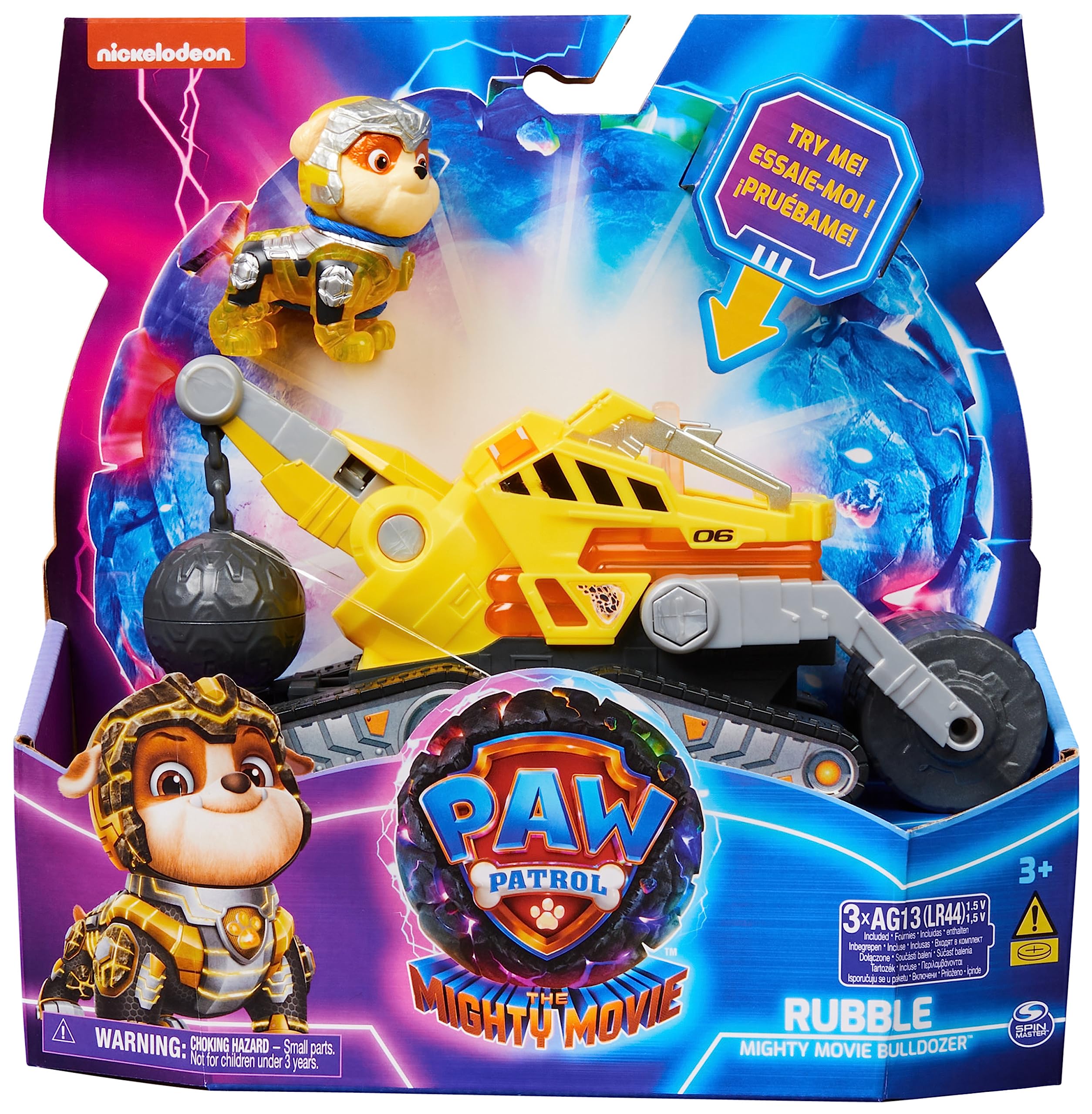 Paw Patrol: The Mighty Movie Rubble's Construction Truck with Light-Up Action Figure, Lights & Sounds - Kids' Toy for Ages 3+ 11