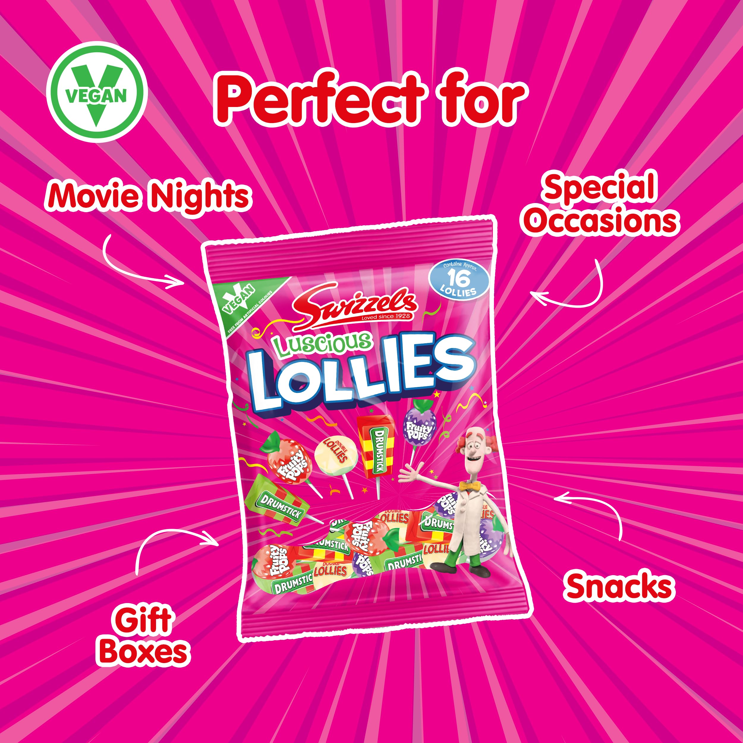 Swizzels Luscious Lollies 176 g – Drumstick &amp; Fruity Pops, verschiedene Süßigkeiten 6