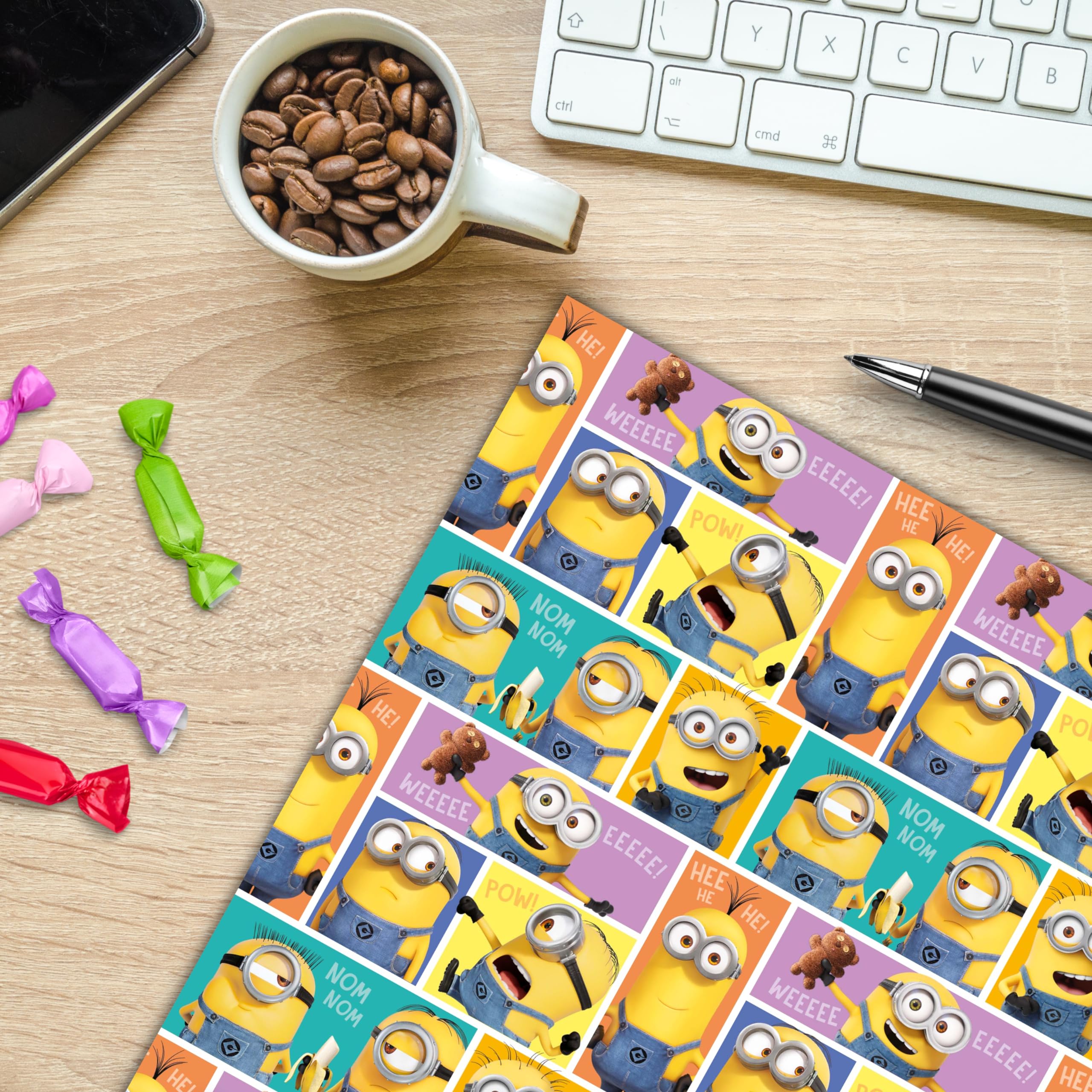 Danilo Promotions LTD Despicable Me Minions Gift Wrapping Paper - 2 Sheets | Soft Gloss Finish 4