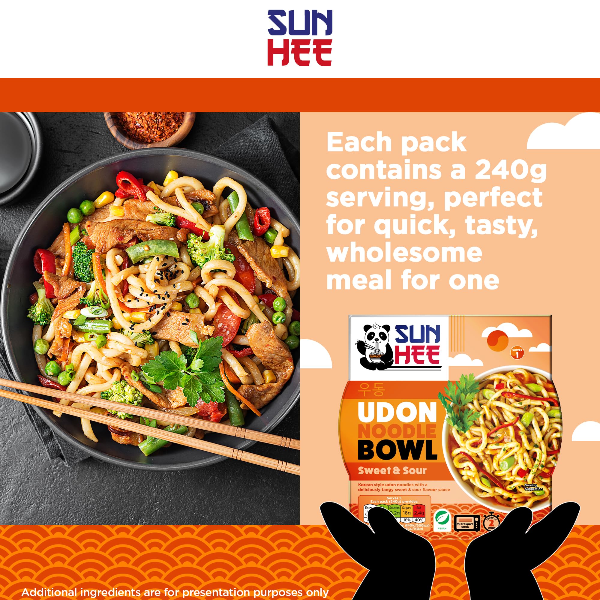 Sun Hee Sweet and Sour Udon Bowl - Ready-to-Eat, Microwaveable, 240g 3