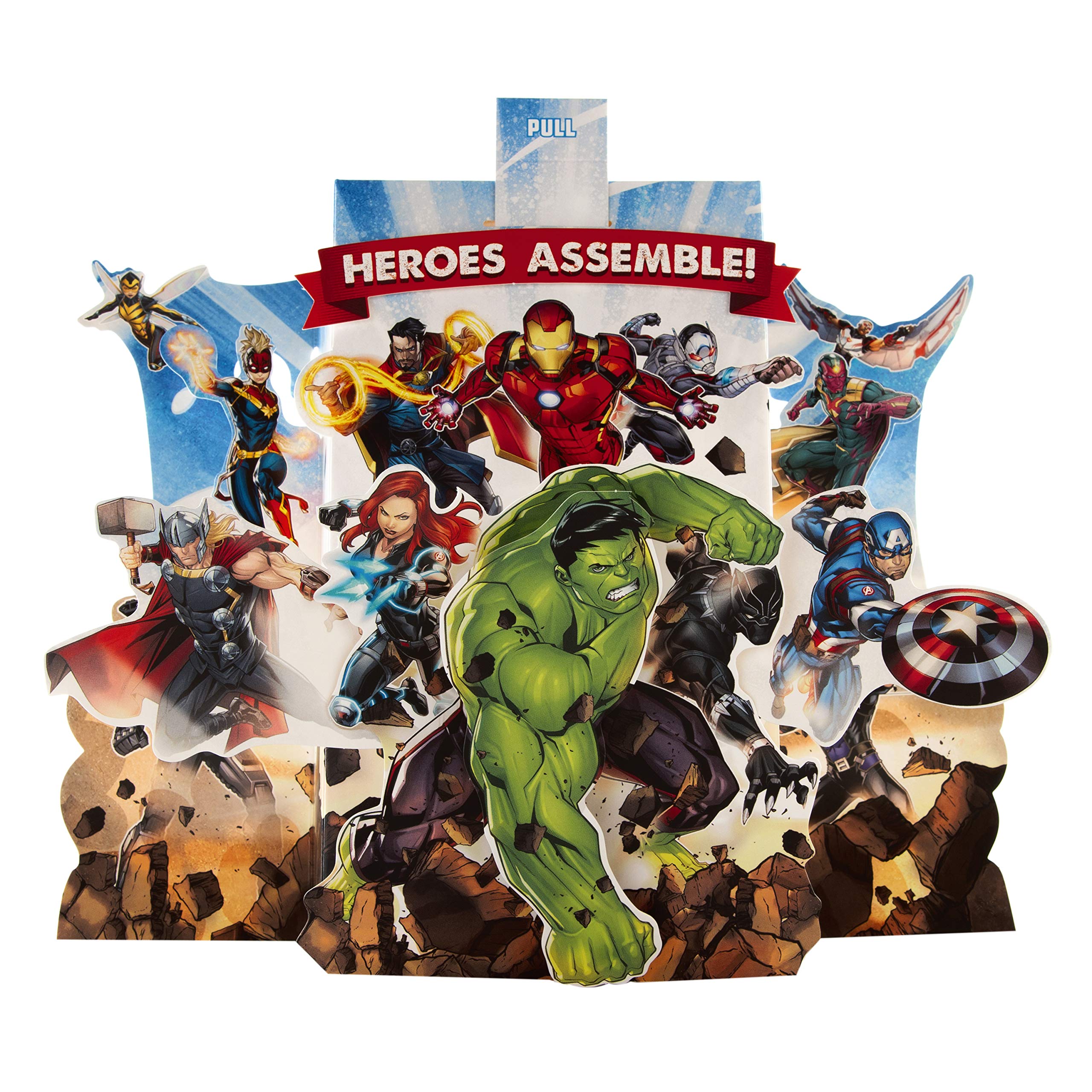 Hallmark Kids' Birthday Card - Pop-out, Moveable, Marvel Avengers Design | 3D Display