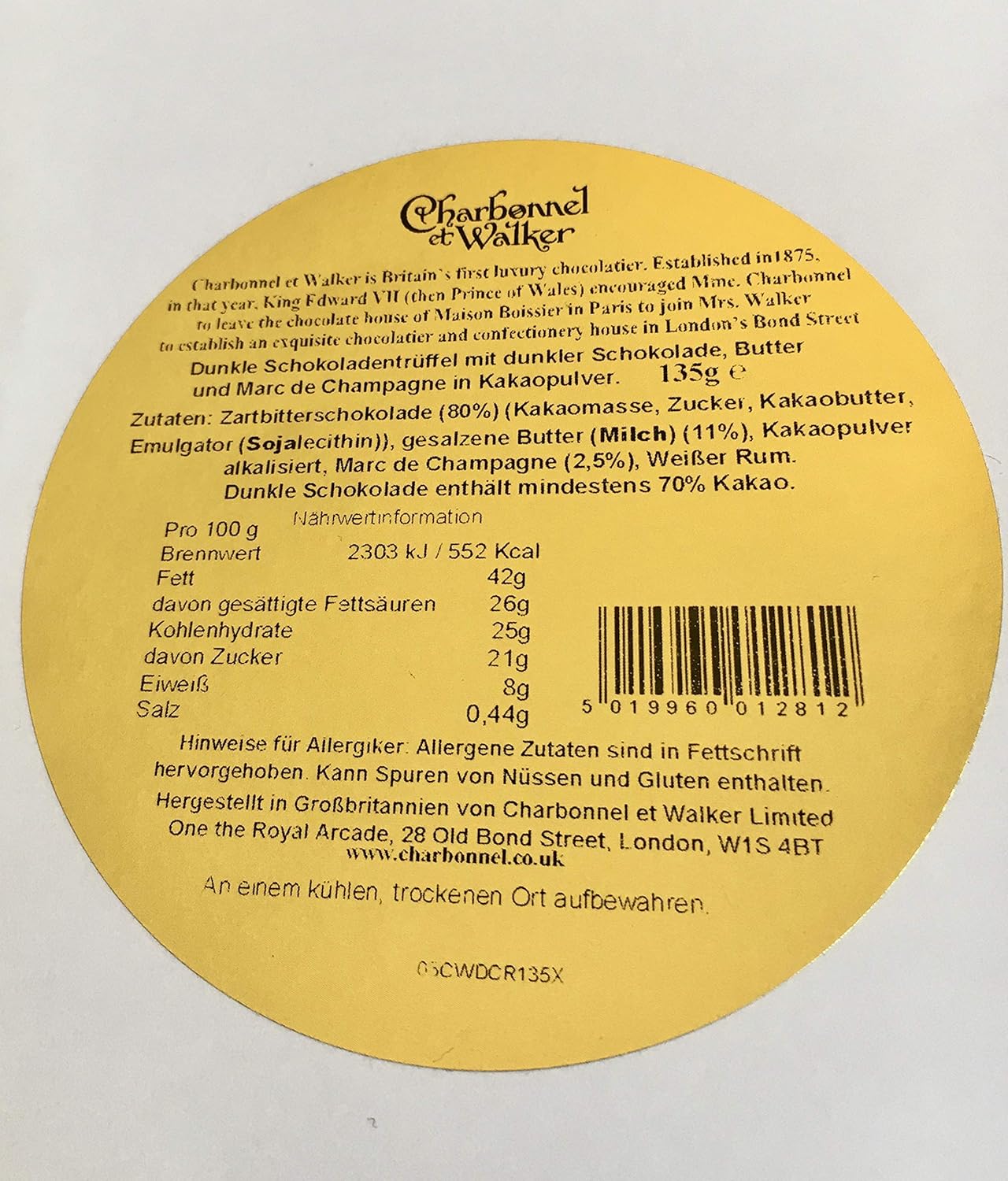 Charbonnel et Walker Dark Marc de Champagne Truffles, 135g 6