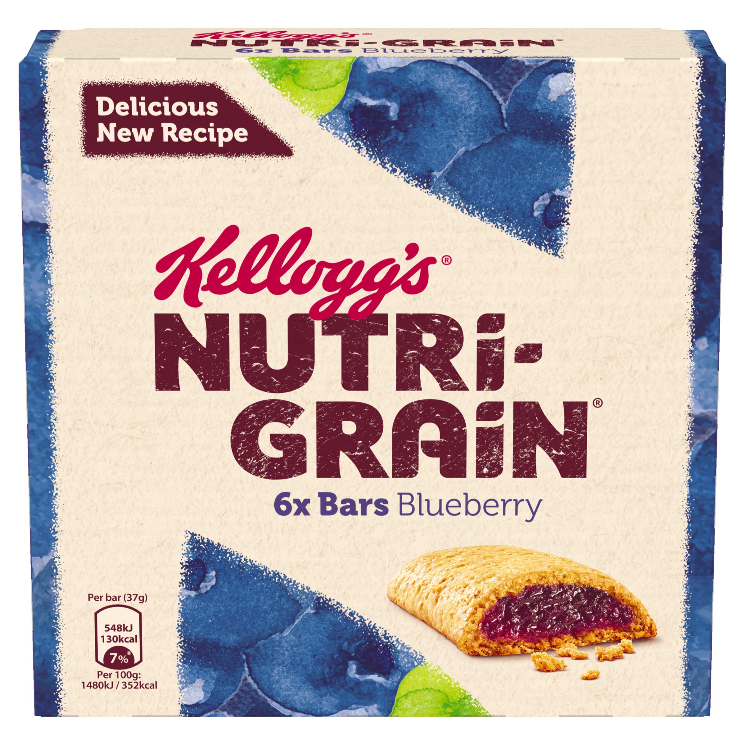 Kellogg's Nutri-Grain Blueberry Cereal Bars - Source of Fibre & B-Vitamins | 6 Count (222g) 1