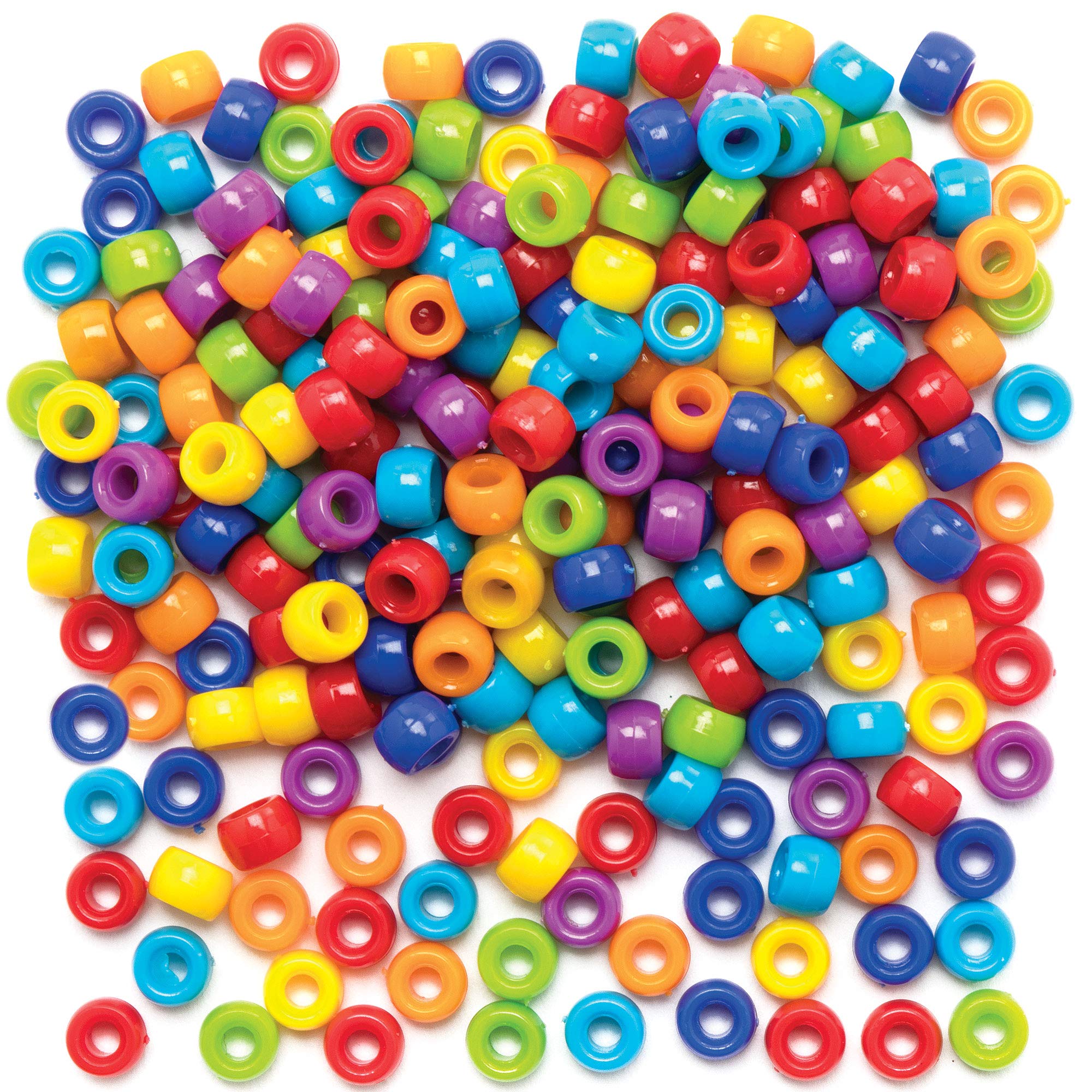 Baker Ross Pony Bead Craft Pack - 800 Beads, 6mm Diameter, Assorted Rainbow Colors 1