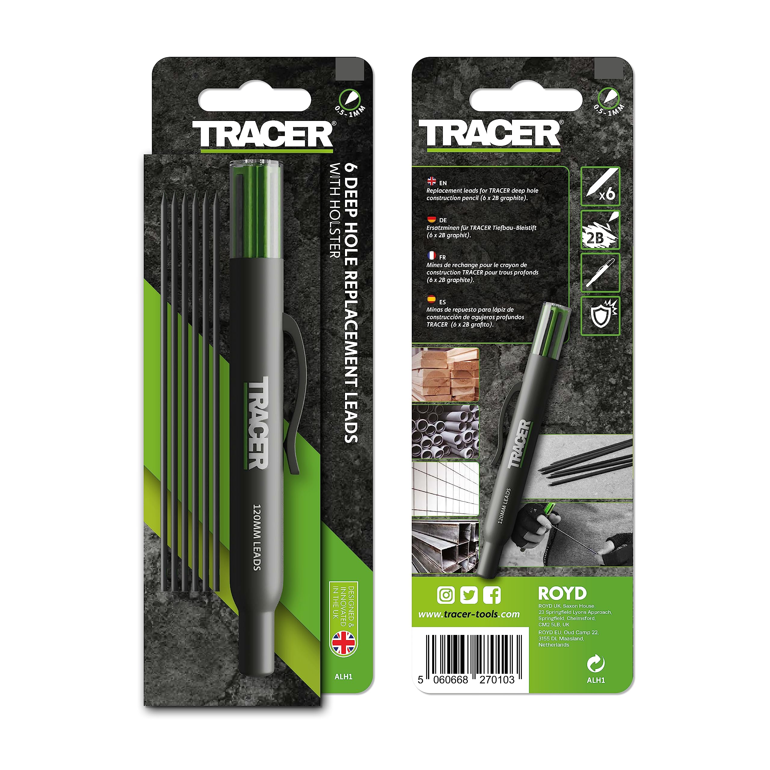 Tracer AHL1/ALH1 Replacement Leads Dispenser for Deep Hole Construction Pencil | 6 Pack 2