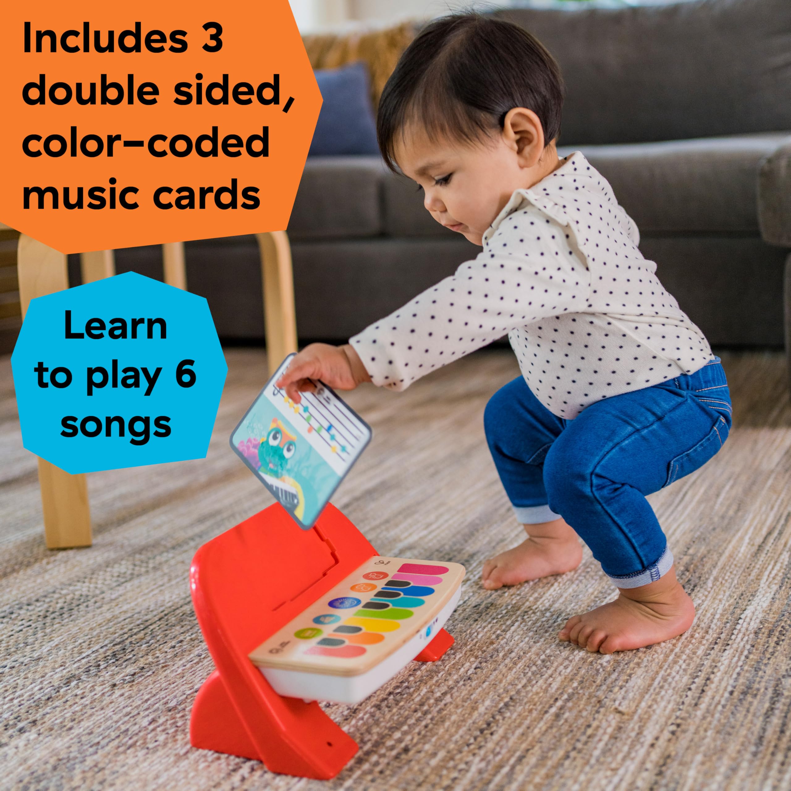 Baby Einstein Hape Cal's First Melodies Magic Touch Piano - Wooden Toy with 3 Sheets & 6 Melodies | Ages 6-36 Months 5