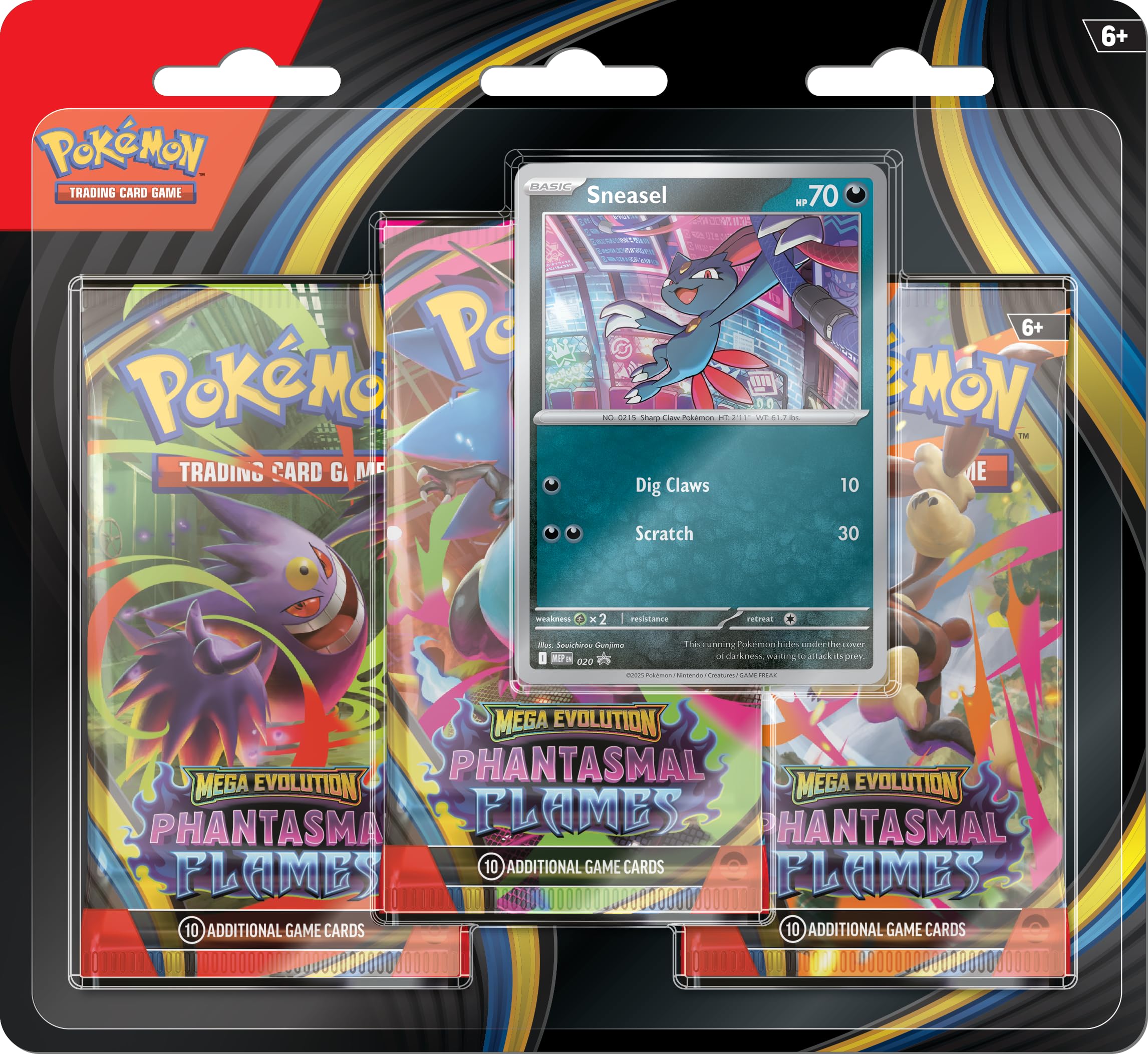 Pokémon TCG: Mega Evolution—Phantasmal Flames Triple Pack Sneasel | 1 Foil Promo Card | Ages 6+
