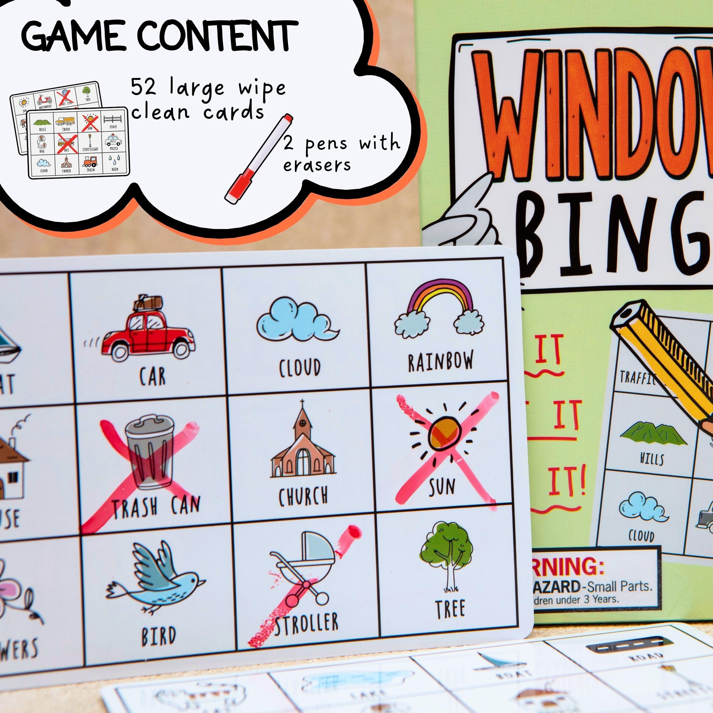 Boxer Gifts Window Bingo Travel Game - Wipe Clean Cards, 2+ Players, Ages 6+ | Cardboard 5