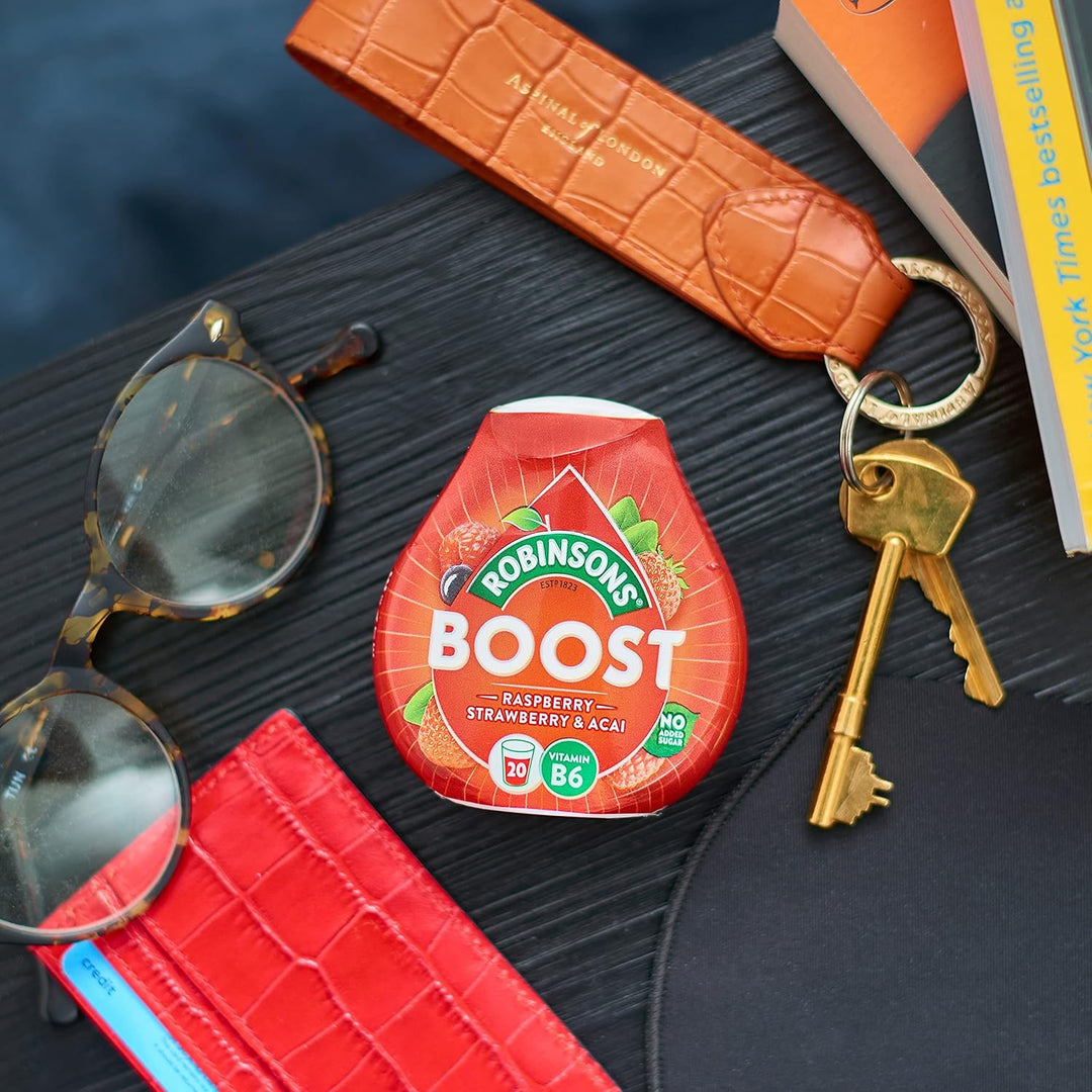 Robinsons Boost Benefit Drops Raspberry, Strawberry & Acai with Vitamin B6 – No Added Sugar Squash Concentrate