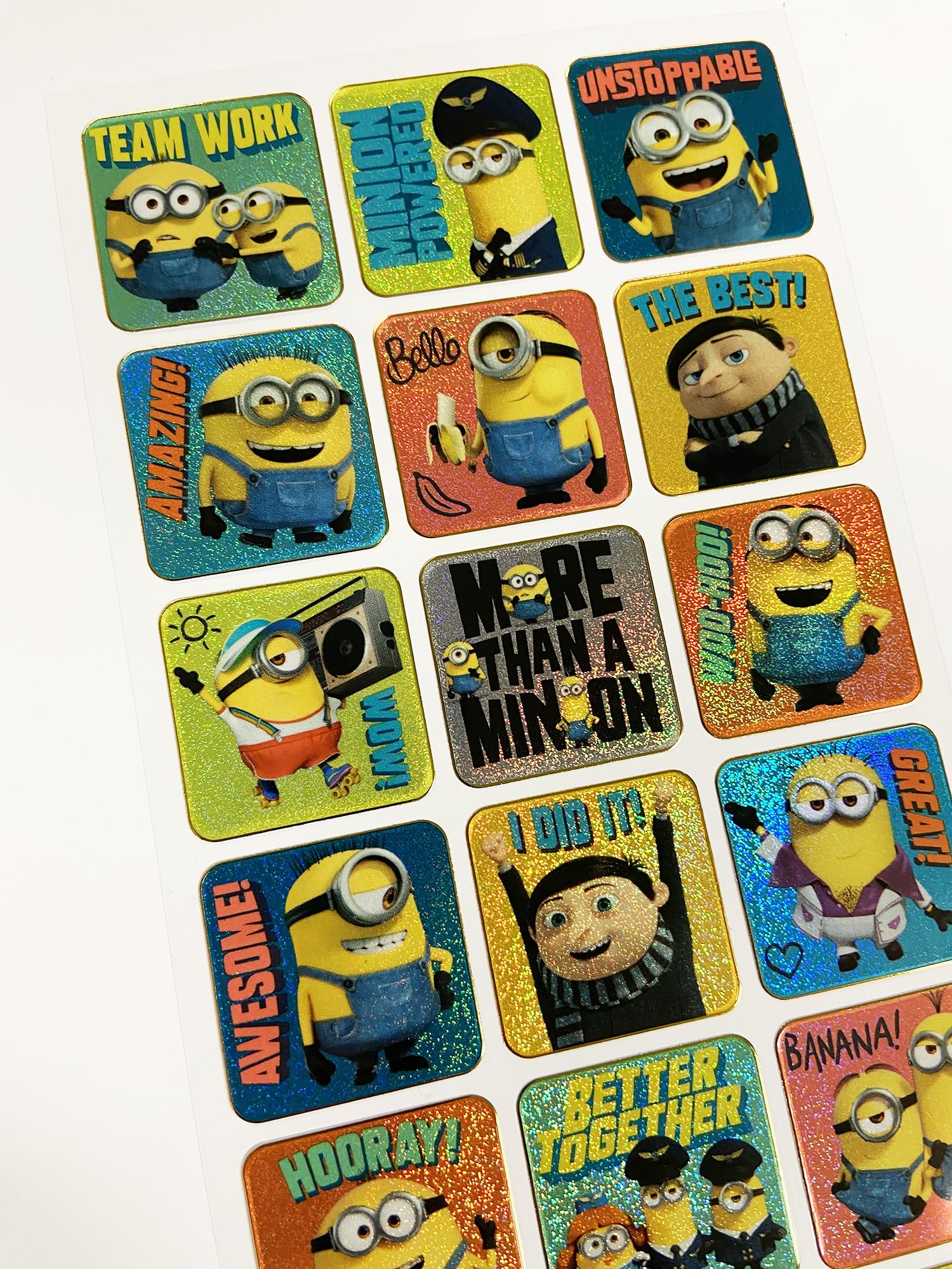 Minions: The Rise of Gru Sparkly Foil Reward Stickers - Reusable & Acid-Free for Kids 3+ 2