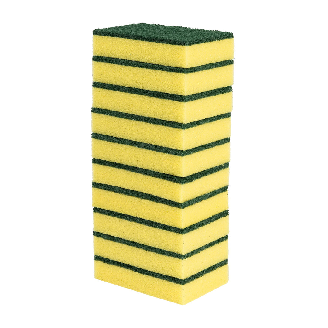 Blake & White - Heavy Duty Sponge Scourers 10 Pack Dual-Sided Yellow & Green