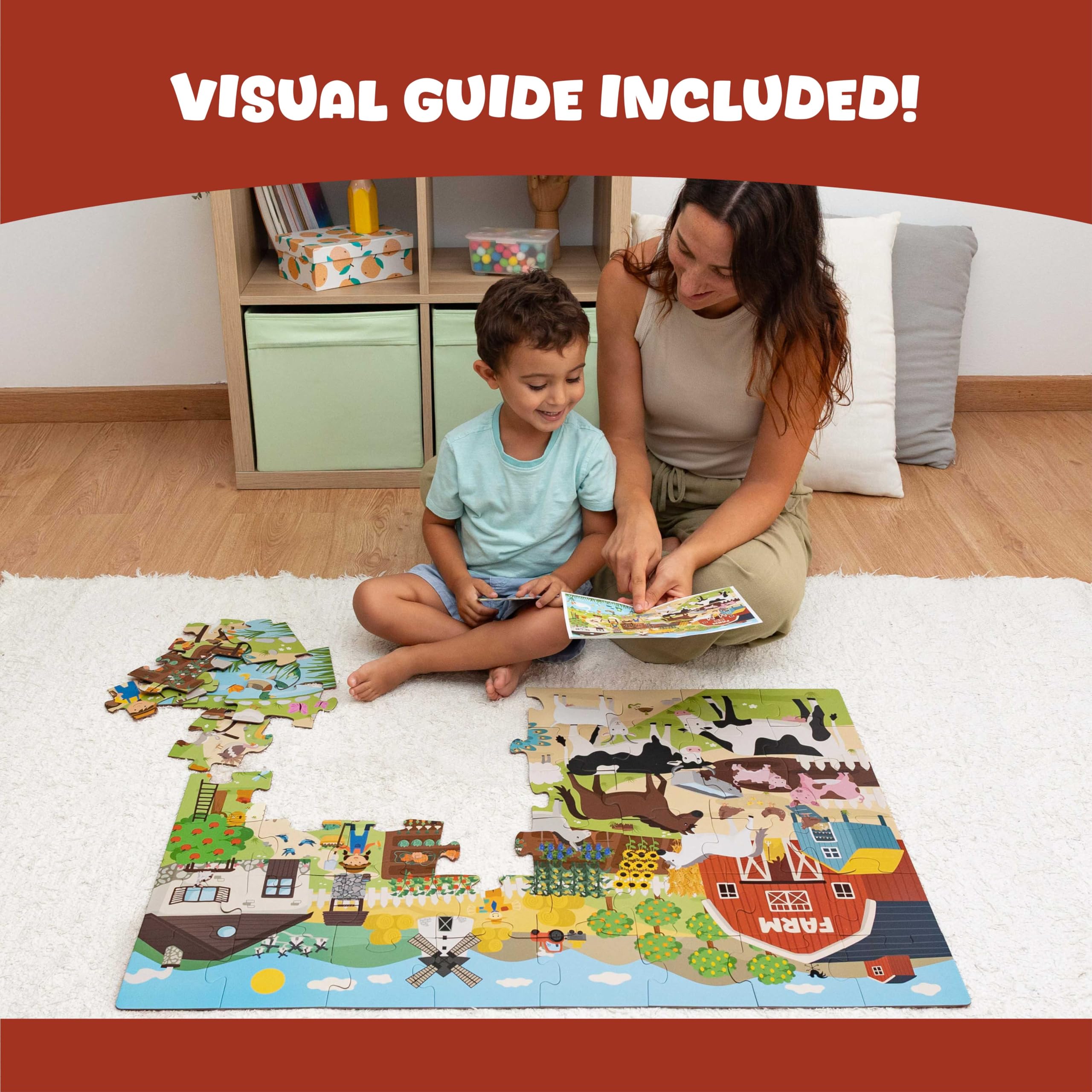 BONNYCO Giant Farm Animals Floor Puzzle - 48 Large Pieces, Ages 2+ 5