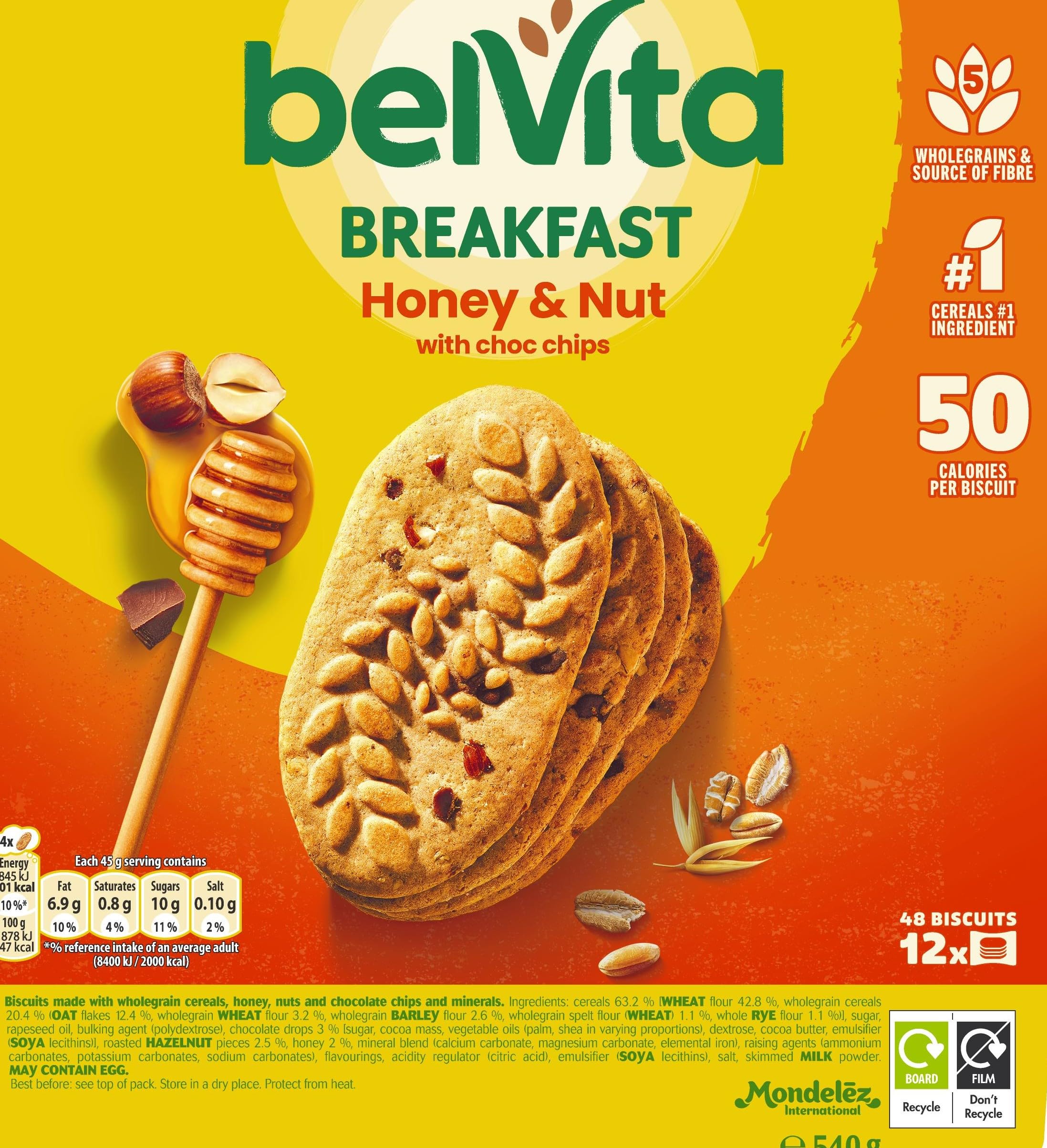 Belvita - Breakfast Biscuits Honey & Nuts with Choc Chips 540g 5