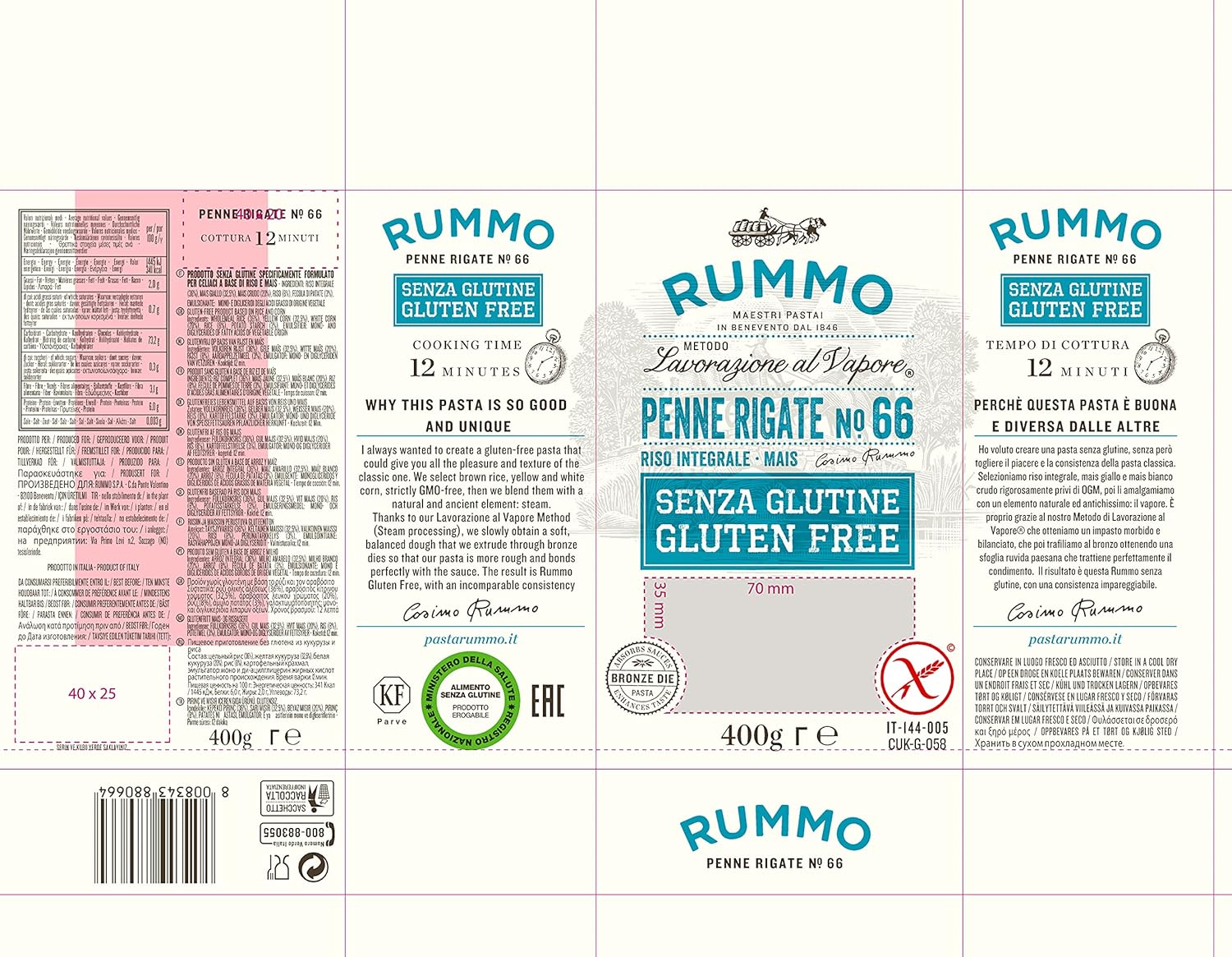 Rummo Glutenfreie Penne Nr.66, 400g 6