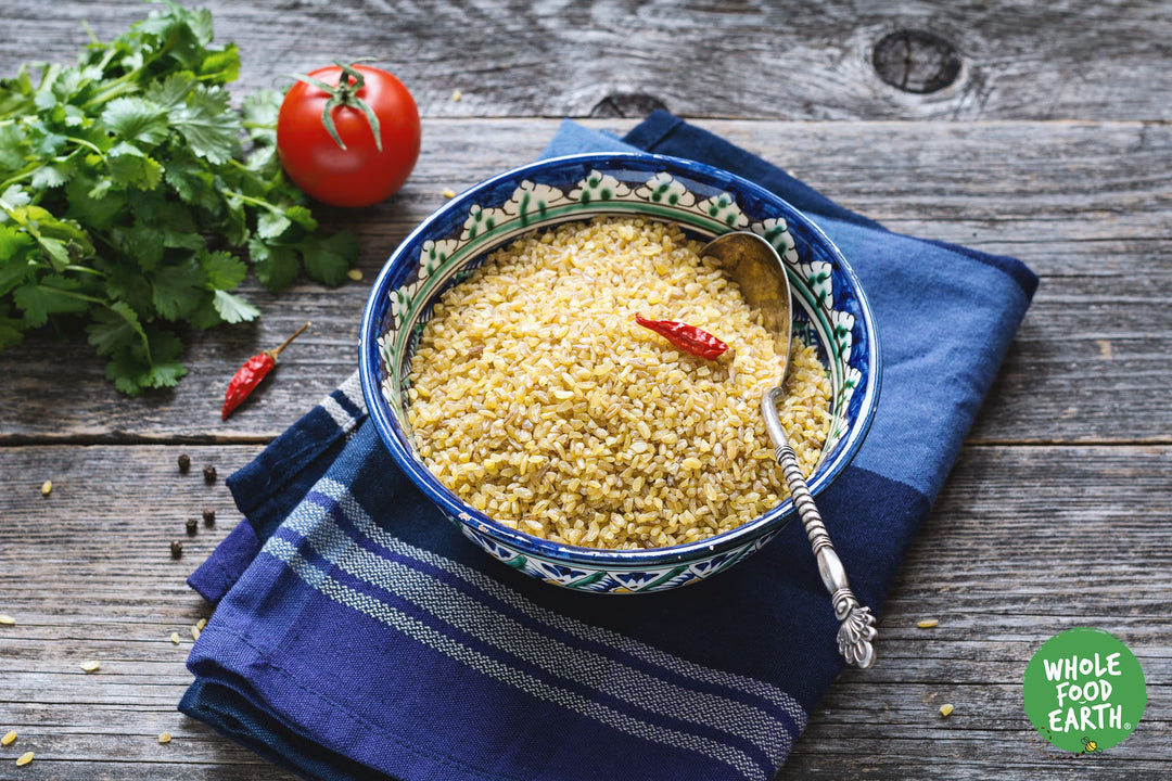 Wholefood Earth Bulgur Wheat 1 kg | GMO Free | High Fibre | Natural | Recyclable Packaging