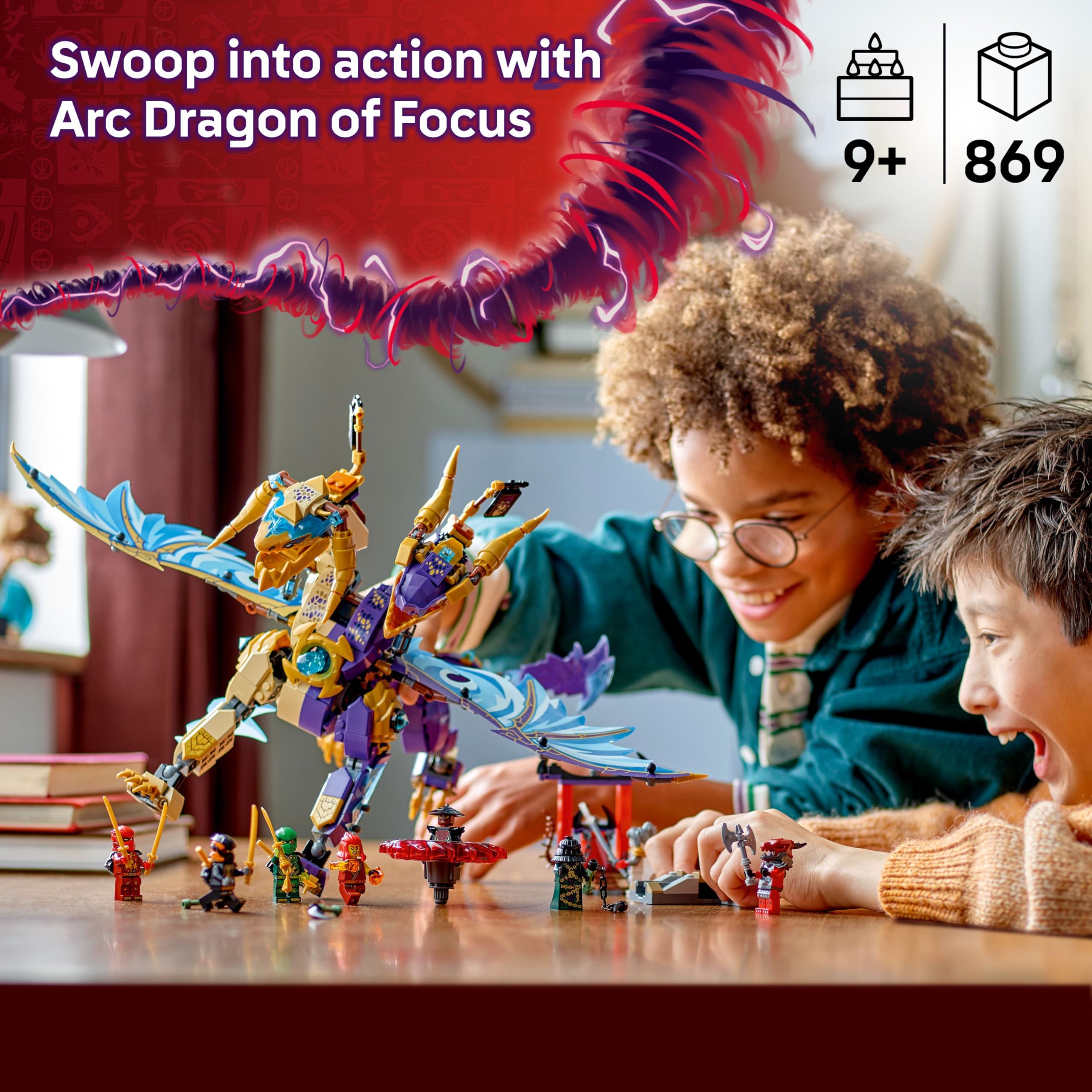 LEGO NINJAGO Arc Dragon of Focus Building Set 71836 with 8 Minifigures & Spinjitzu Spinner