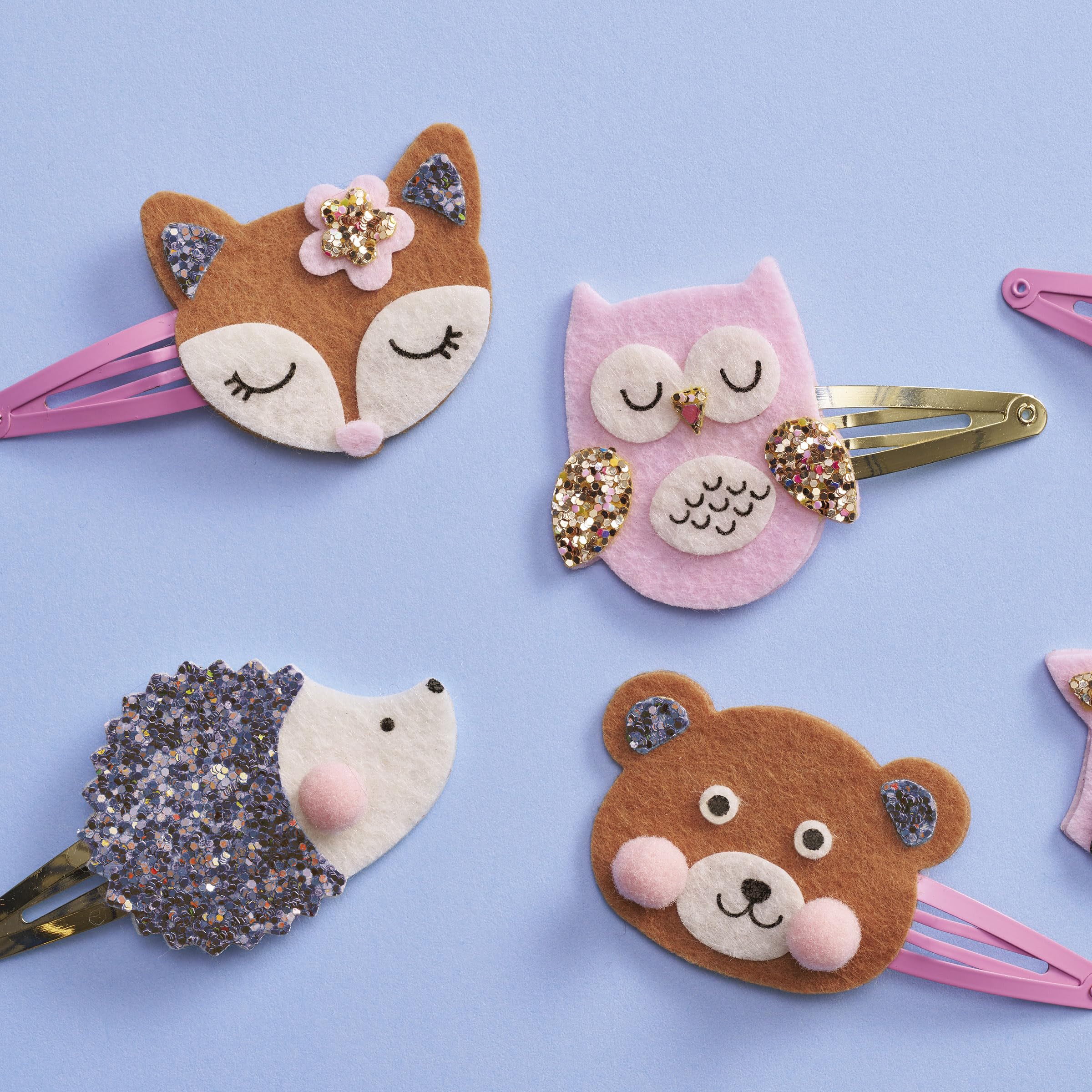 Janod Forest Animals Hair Clip Craft Kit - Create 6 Felt Barrettes - Educational DIY Jewelry for Kids 5-10 Years 6