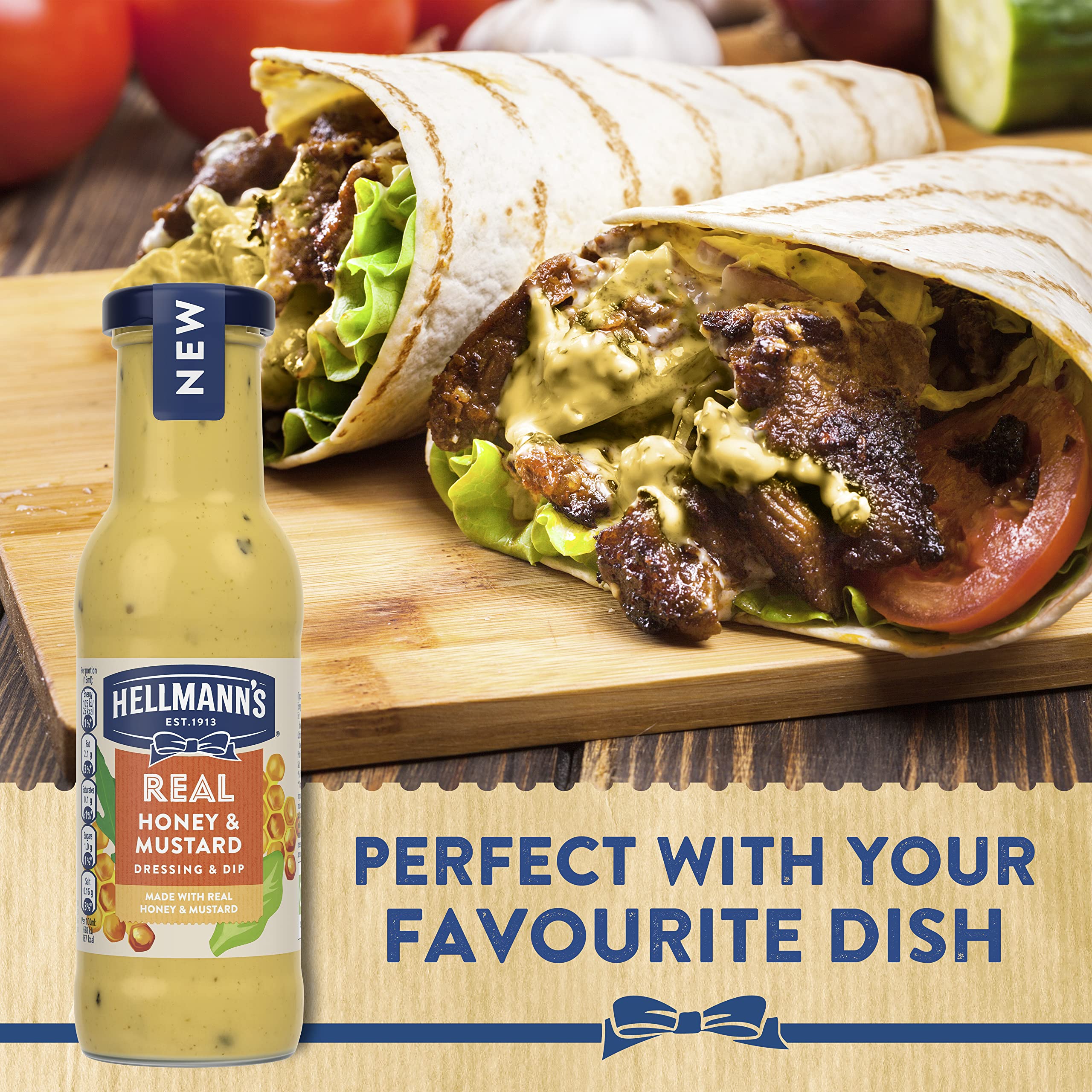 Hellmann's Real Honey & Mustard Salad Dressing & Dip - 450g Creamy Condiment 6