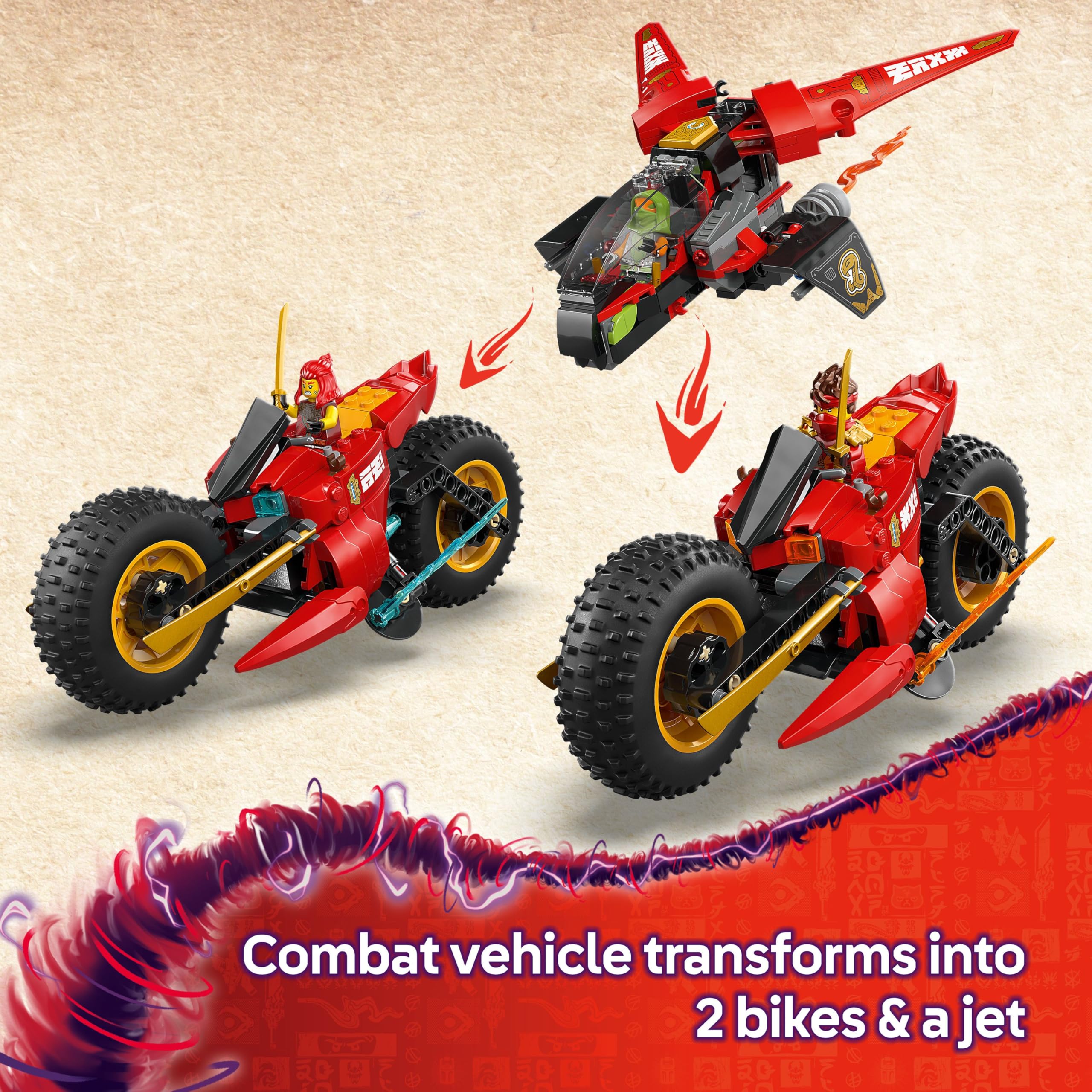 LEGO NINJAGO Ninja Combat Vehicle - 3-in-1 Set with 6 Minifigures | Model 71844 | Ages 8+ 3