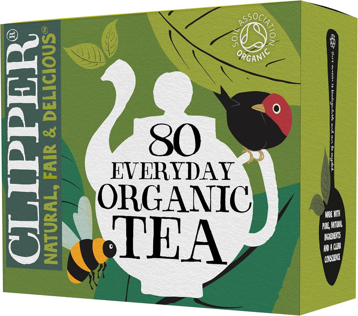 Clipper Organic Everyday Fairtrade Teabags | 80 Black Tea Bags | Unbleached, Biodegradable