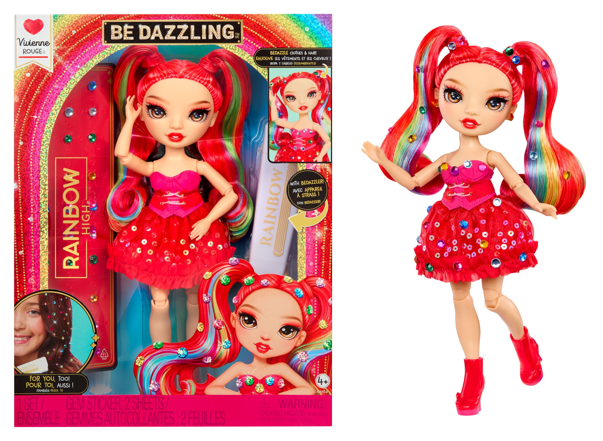 Rainbow High Be Dazzling - Vivienne Rouge 28cm Fashion Doll | Fully Articulated | Customizable with Gems 1