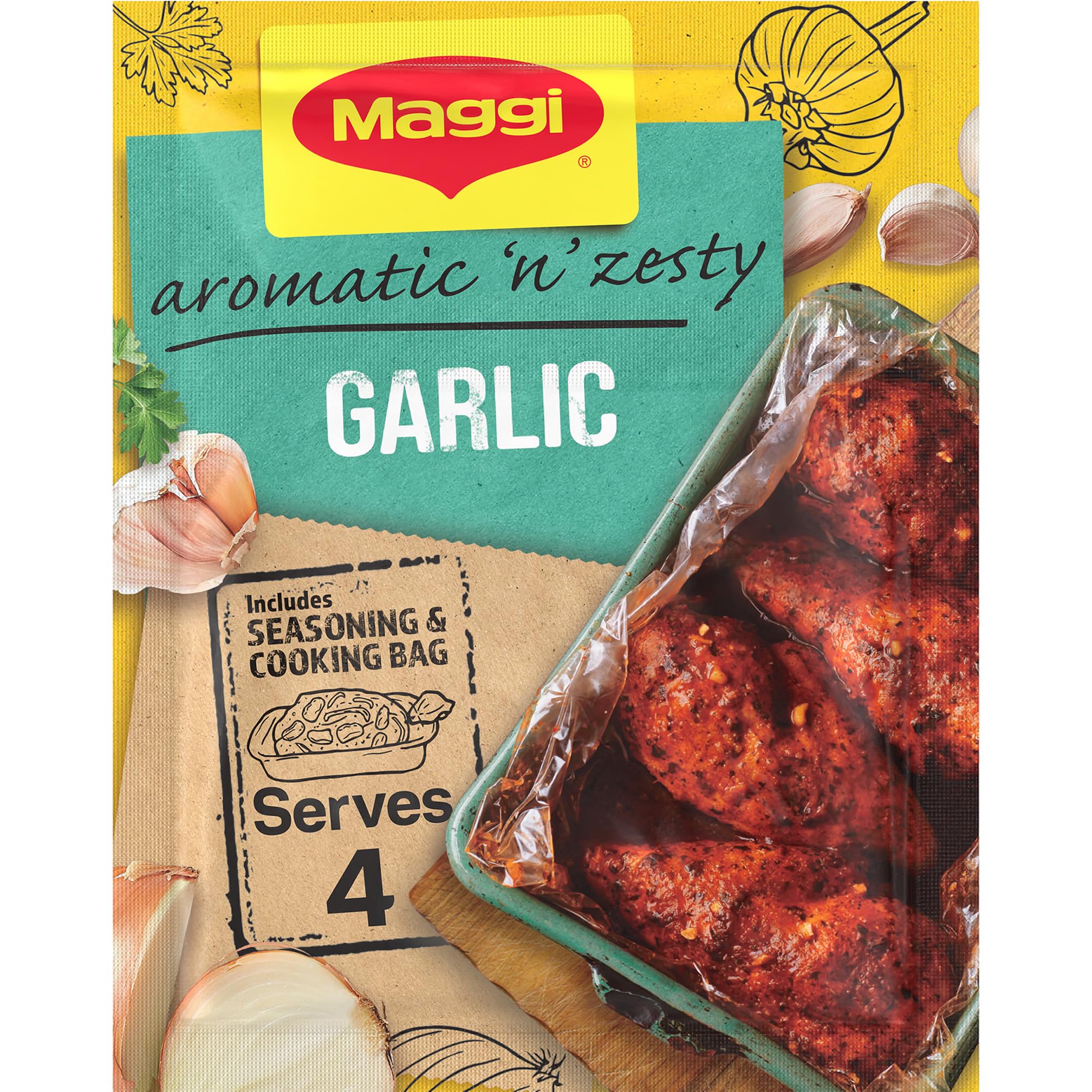 MAGGI So Juicy Garlic Chicken Recipe Mix - Aromatic Garlic & Herb Seasoning for Juicy Chicken | 30g Sachet 1