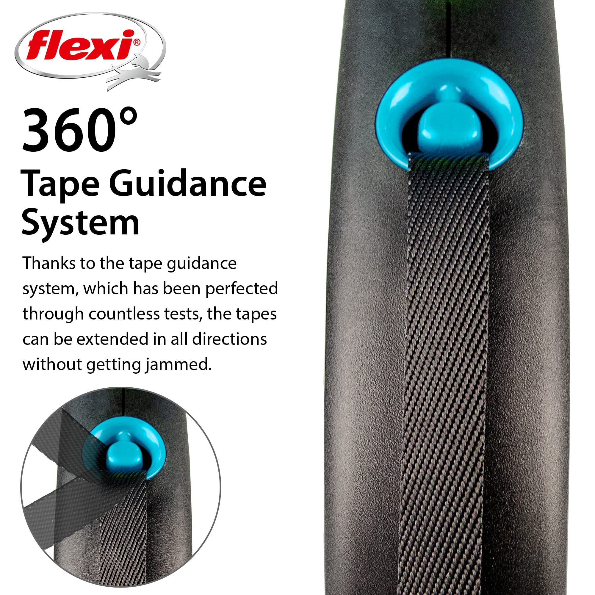 flexi Black Design Retractable Dog Lead - Medium Size, 5m Tape, For Dogs up to 25kg/55lbs | Blue 3