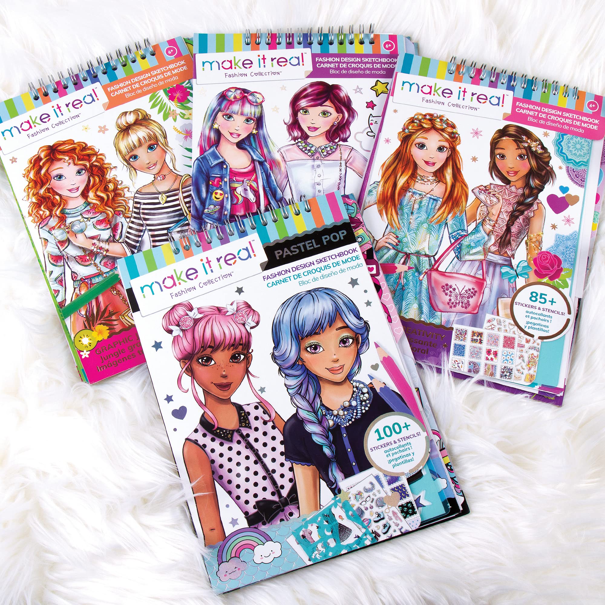 Make It Real Fashion Design Sketchbook: Blooming Creativity | Includes Stencils, Puffy Stickers, Foil Stickers | Ages 6+ 4