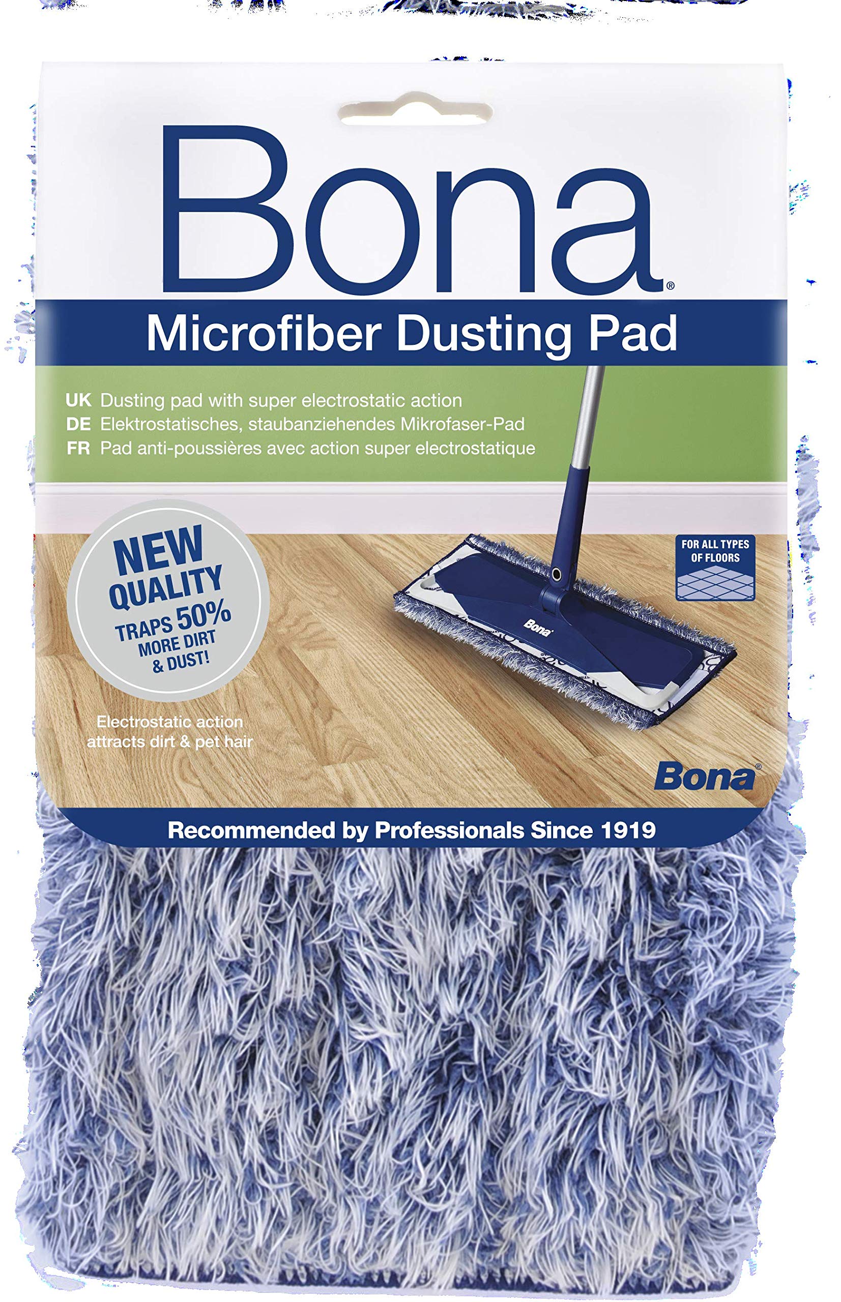 Bona Microfiber Dusting Pad - Electrostatic Action Traps Dust & Pet Hair | Machine Washable | Attaches to Bona Mops 1