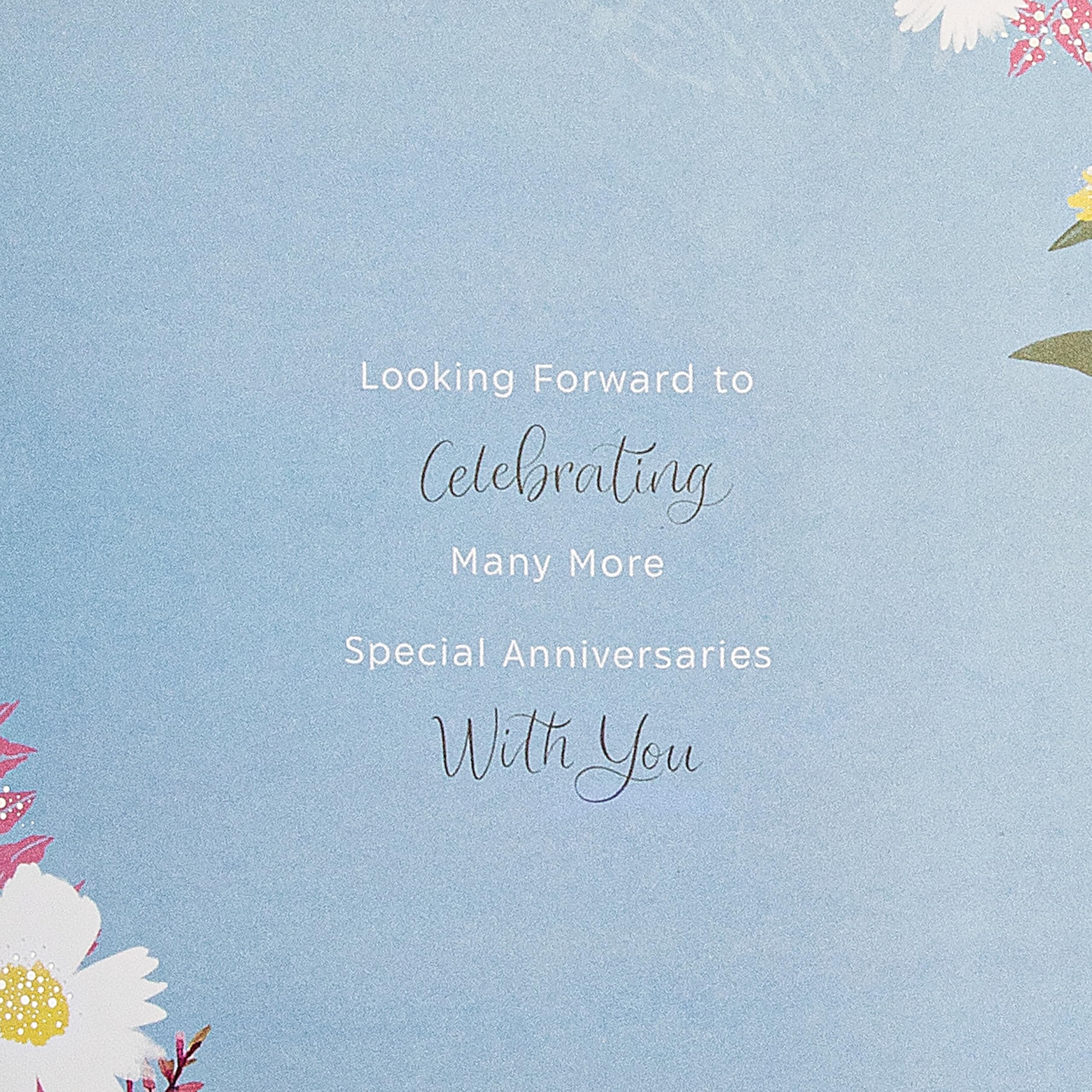Hallmark Anniversary Card for Wife - Pink Florals Design with Raffia Bow & Foil Accents 6